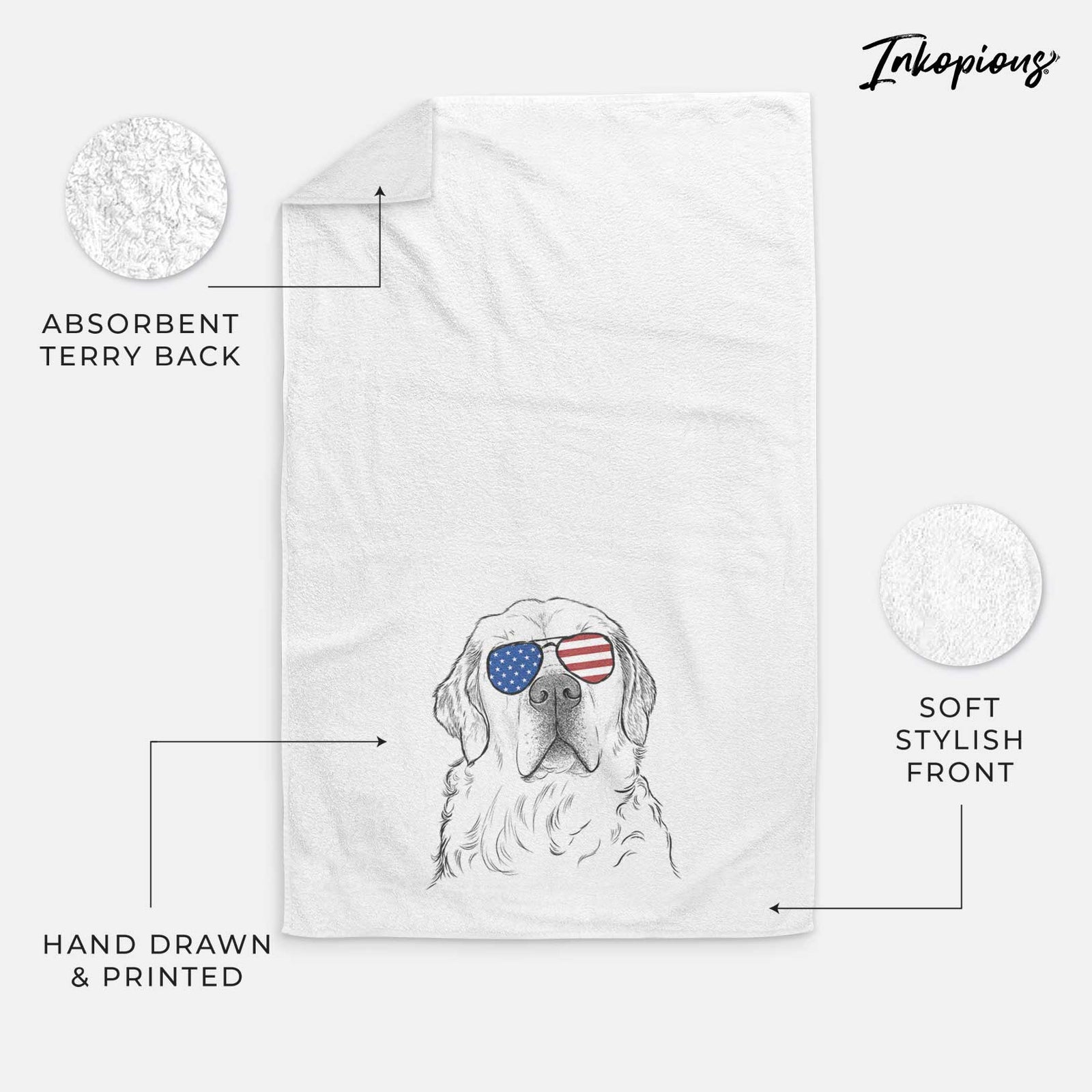 Hank the Irish Cream Golden Retriever Decorative Hand Towel