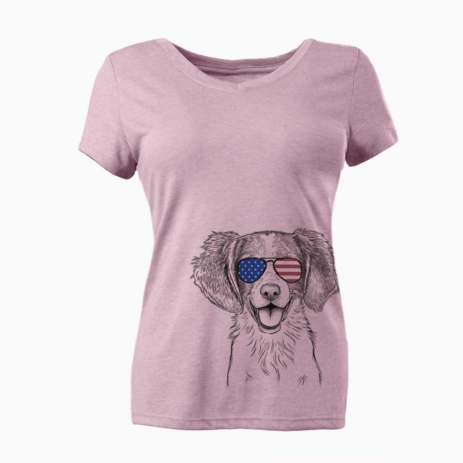 USA Happy Holly the Brittany Spaniel - Women's Perfect V-neck Shirt