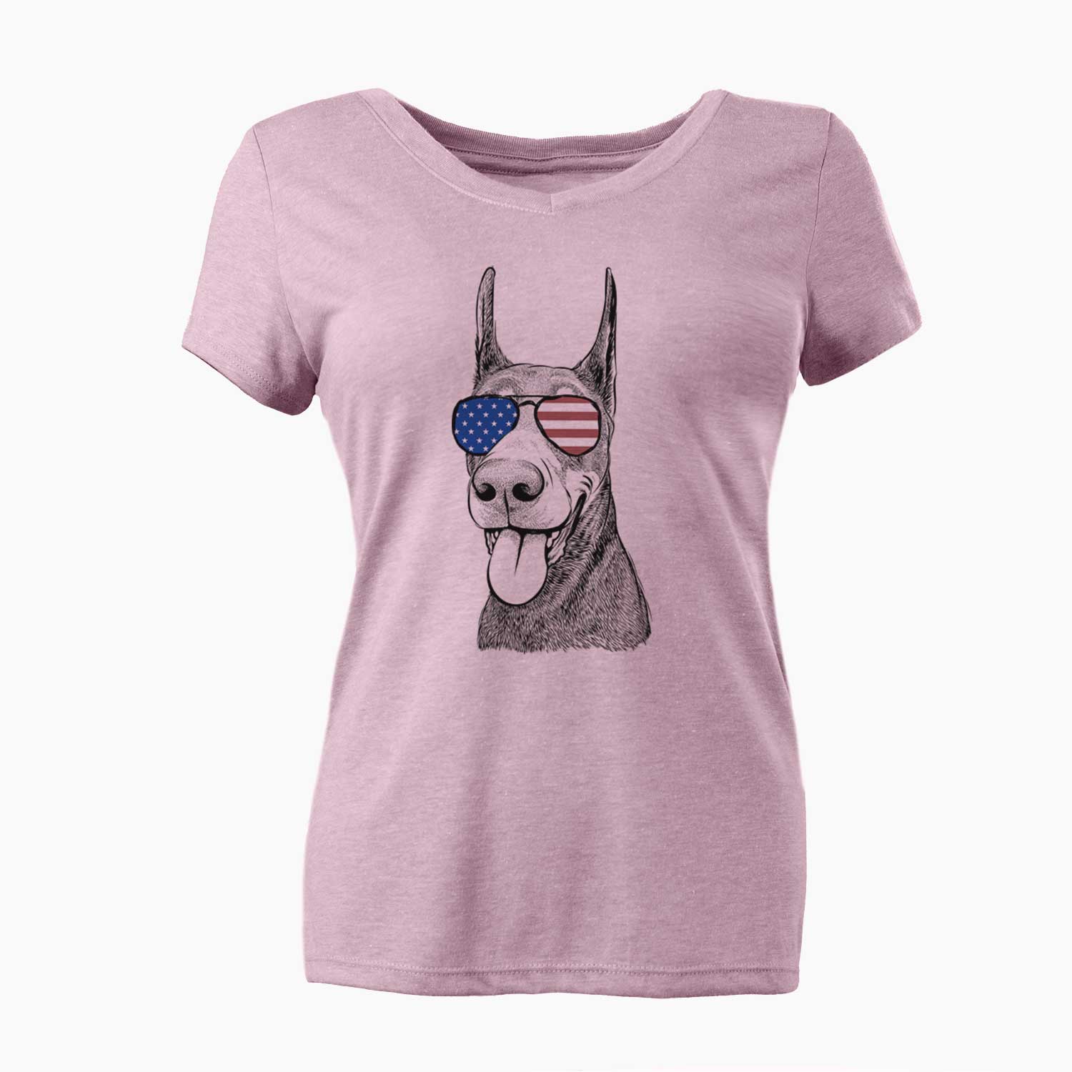 USA Happy Sunny the Doberman Pinscher - Women's Perfect V-neck Shirt