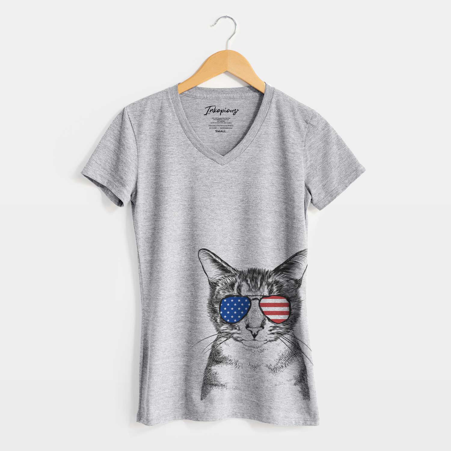 USA Hobbes the Tabby Cat - Women's Perfect V-neck Shirt