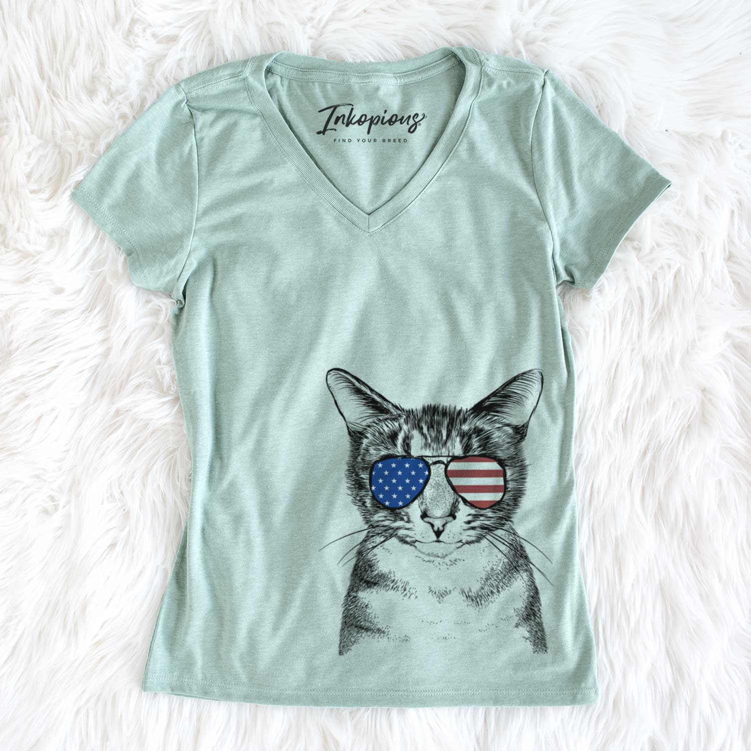 USA Hobbes the Tabby Cat - Women's Perfect V-neck Shirt