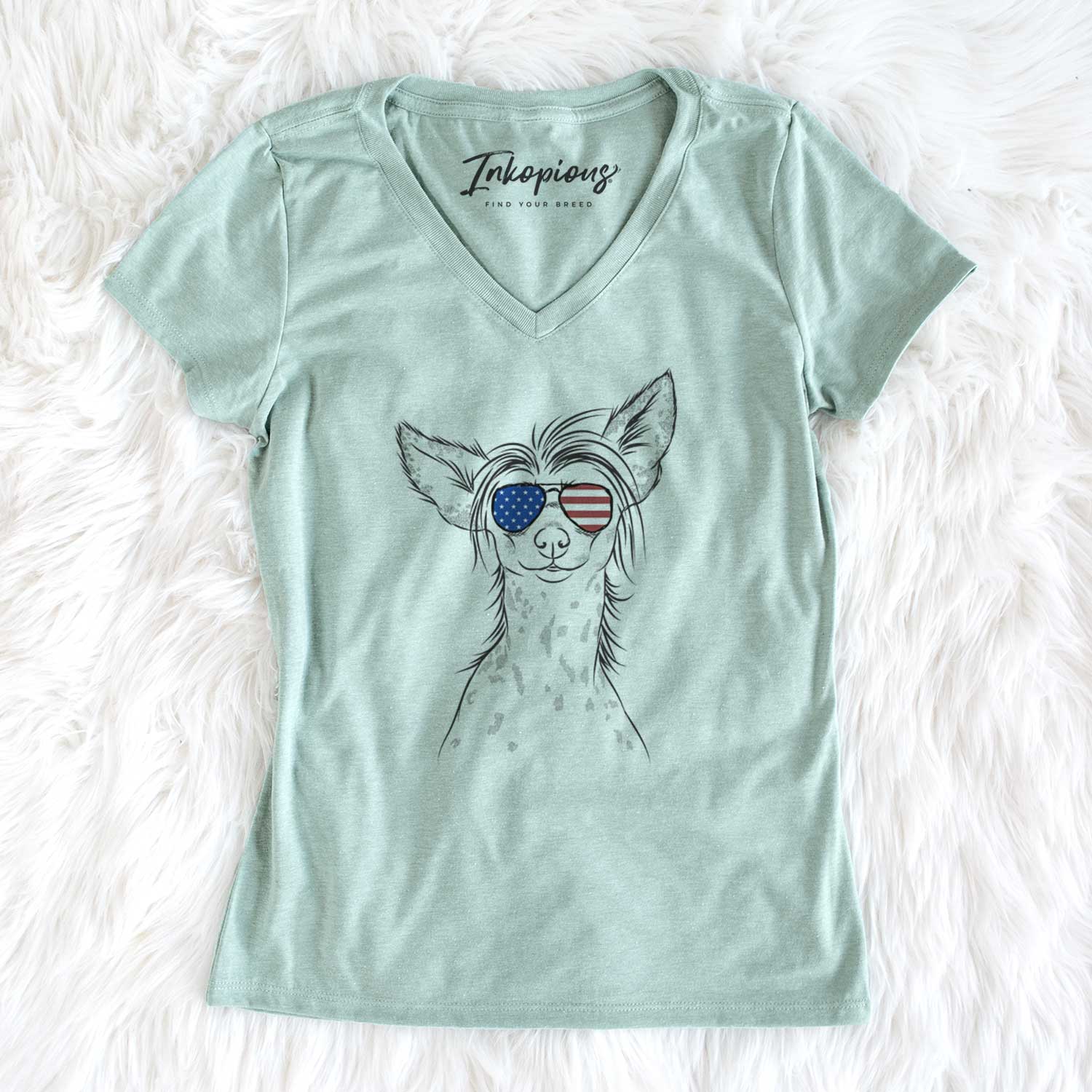 USA Hudson the Chinese Crested - Women's Perfect V-neck Shirt