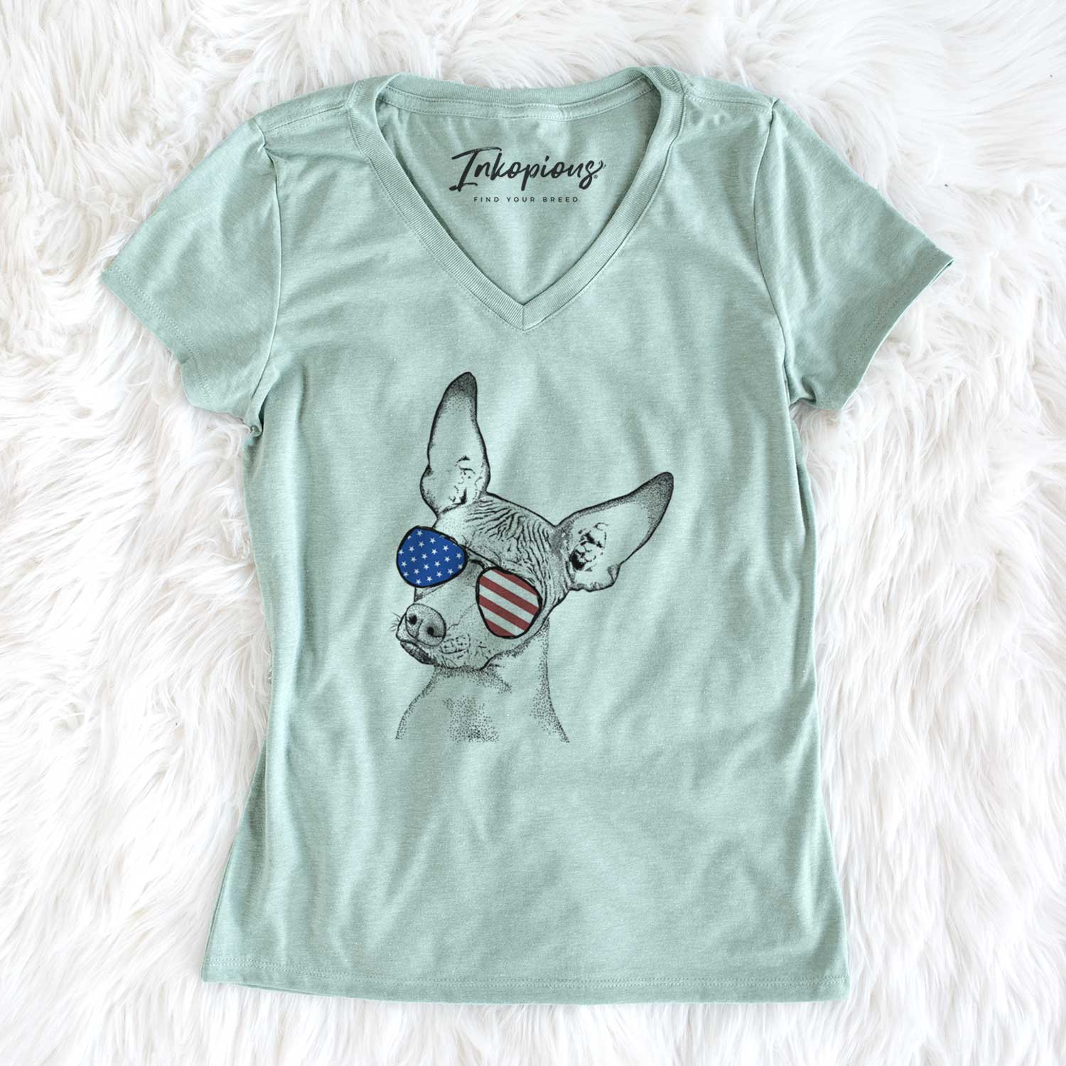 USA Kahlo the Xoloitzcuintli - Women's Perfect V-neck Shirt