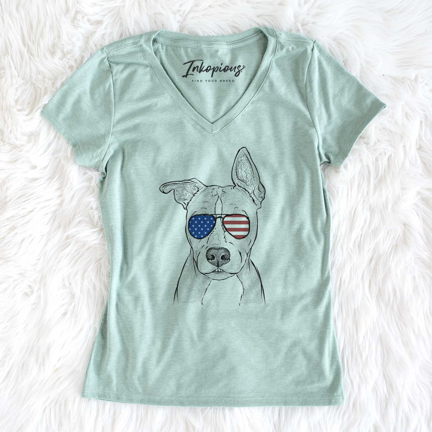 USA Kisses the Pitbull - Women's Perfect V-neck Shirt