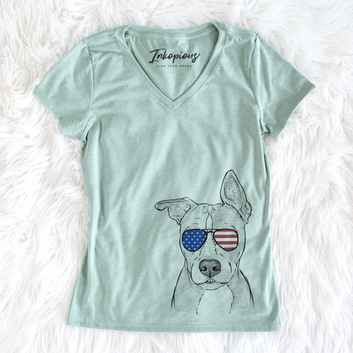 USA Kisses the Pitbull - Women's Perfect V-neck Shirt