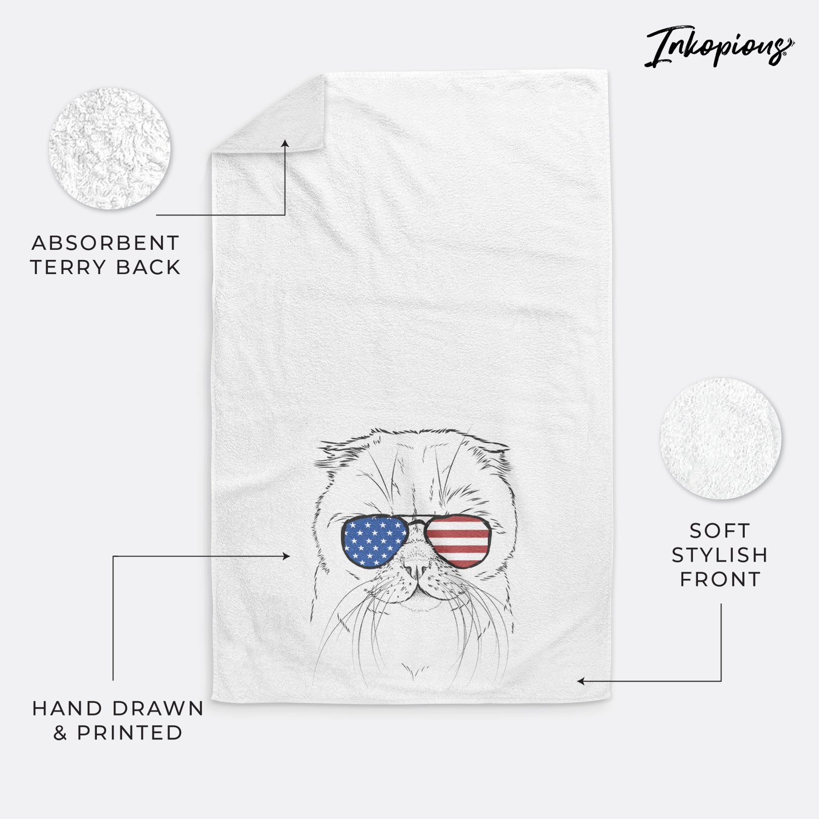 Lina the Exotic Fold Cat Decorative Hand Towel