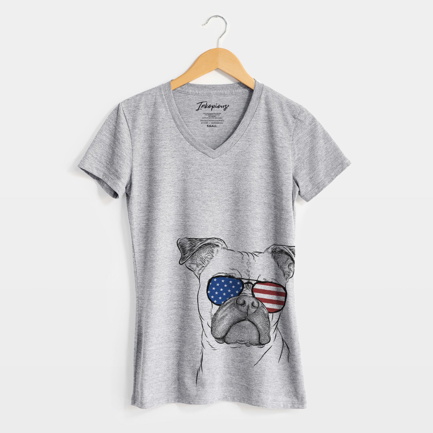 USA Mack the Bugg (Boston Terrier/Pug) - Women's Perfect V-neck Shirt