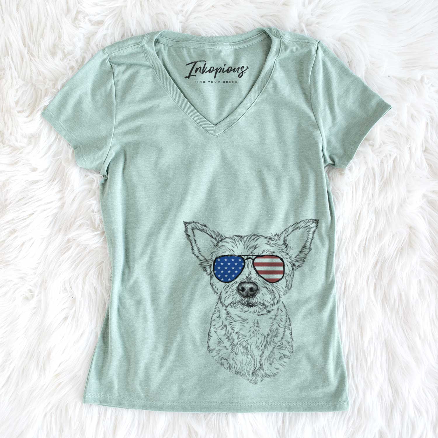 USA Mango the Yorker Cairn Terrier Mix - Women's Perfect V-neck Shirt
