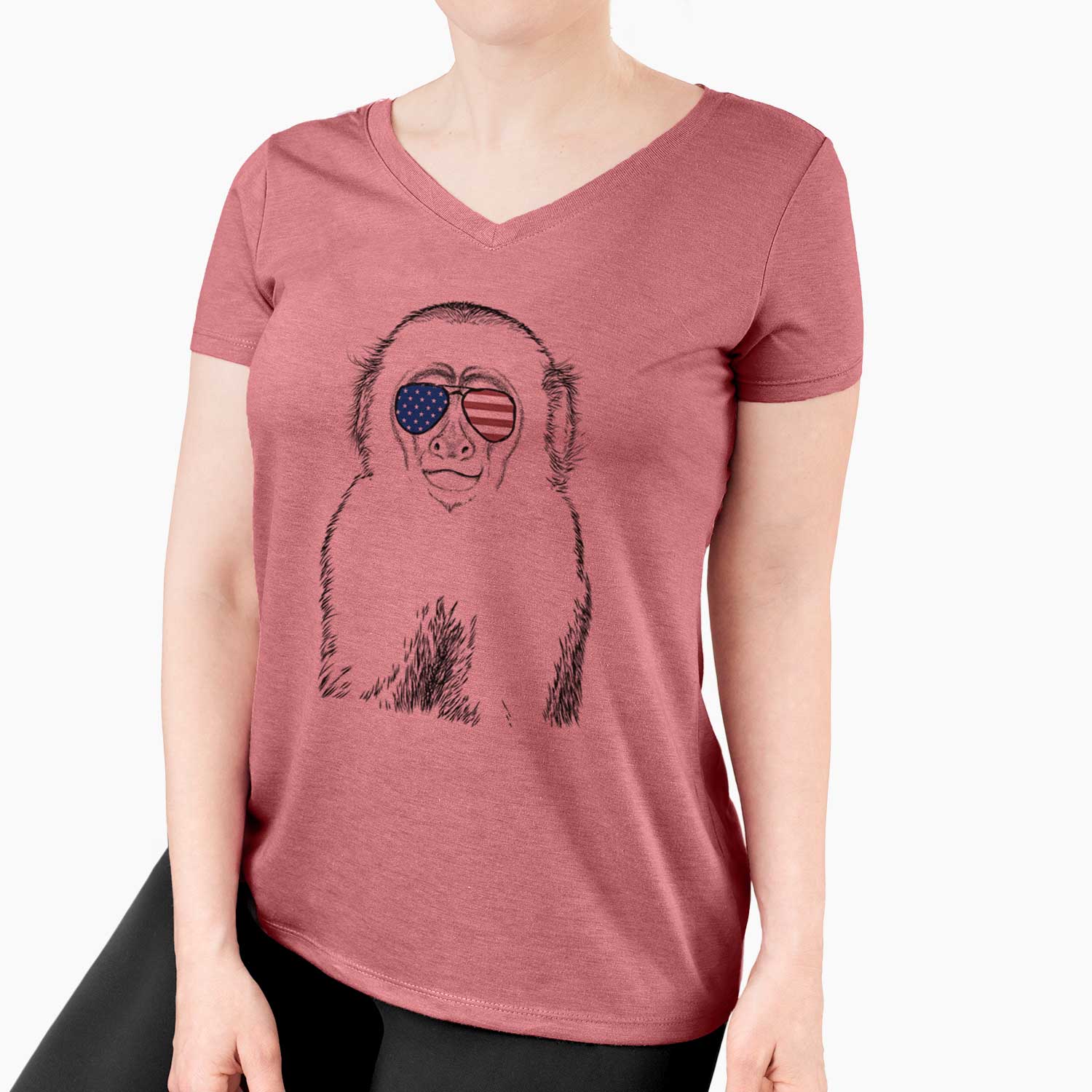USA Marcel the Capuchin Monkey - Women's Perfect V-neck Shirt