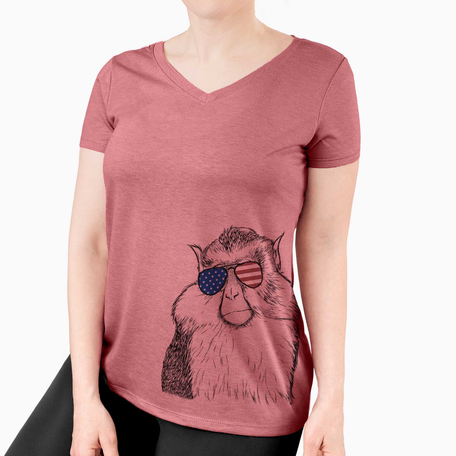 USA Matata the Mona Monkey - Women's Perfect V-neck Shirt