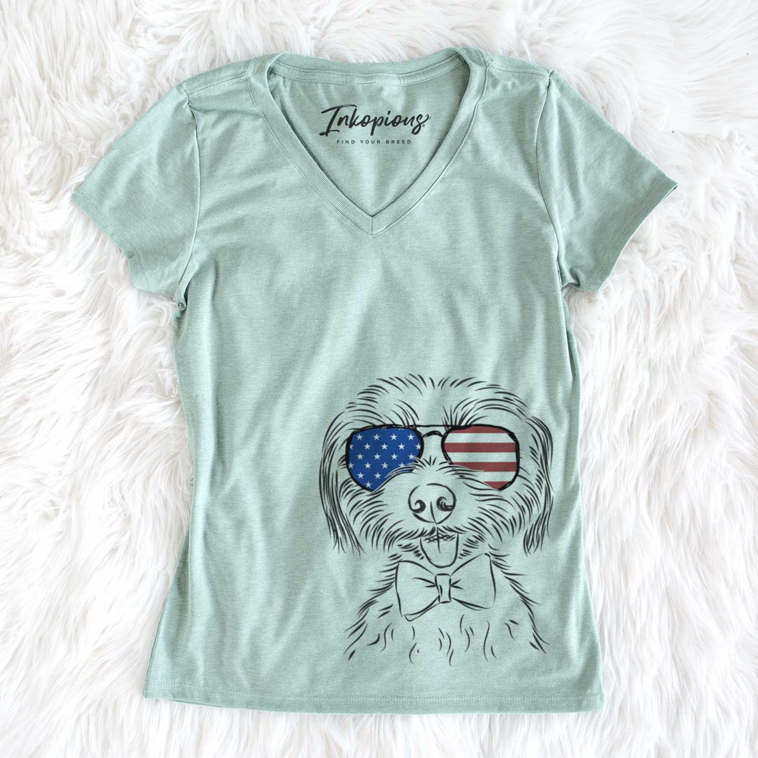 USA Mater the Yorkshire Terrier - Women's Perfect V-neck Shirt