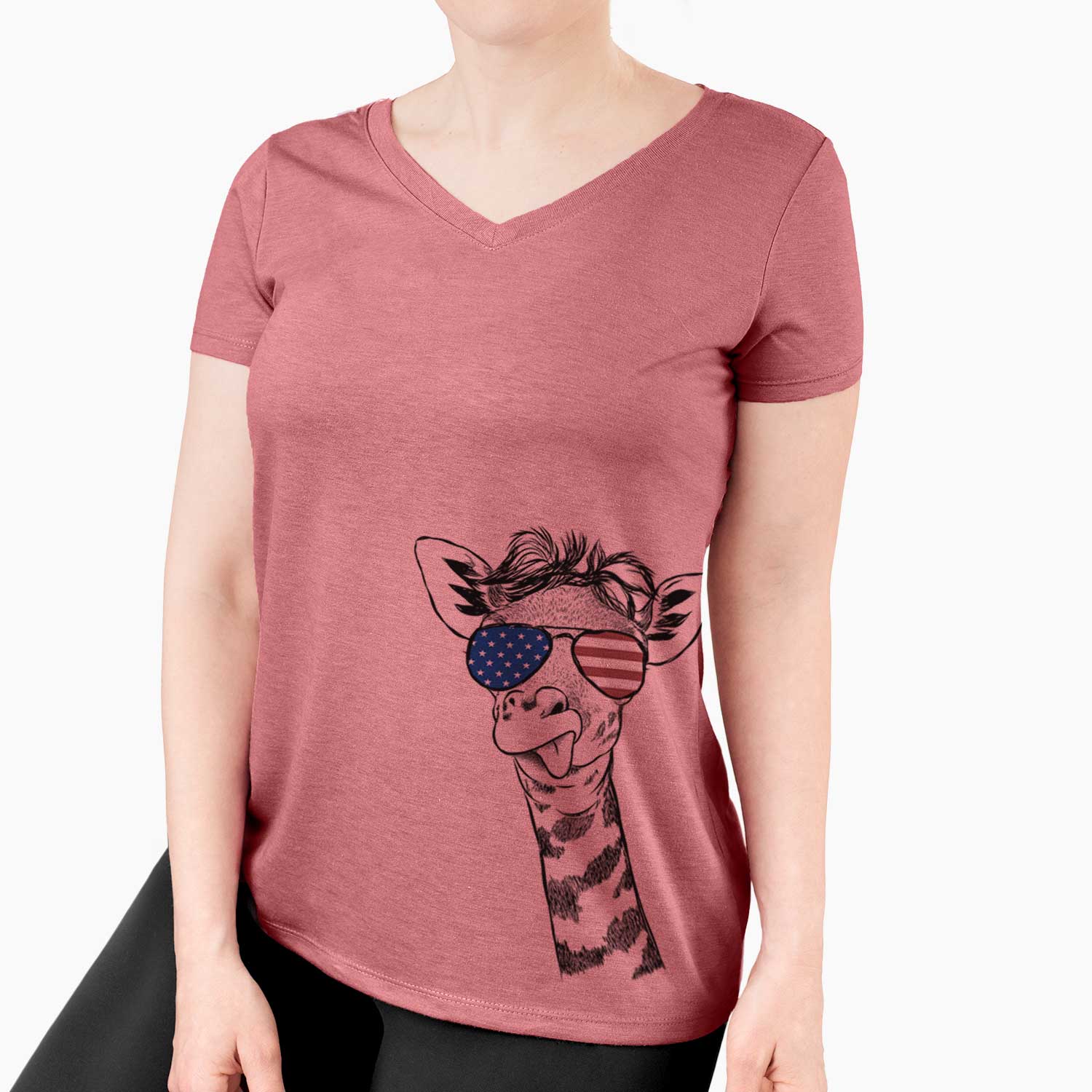 USA Mel the Baby Giraffe - Women's Perfect V-neck Shirt