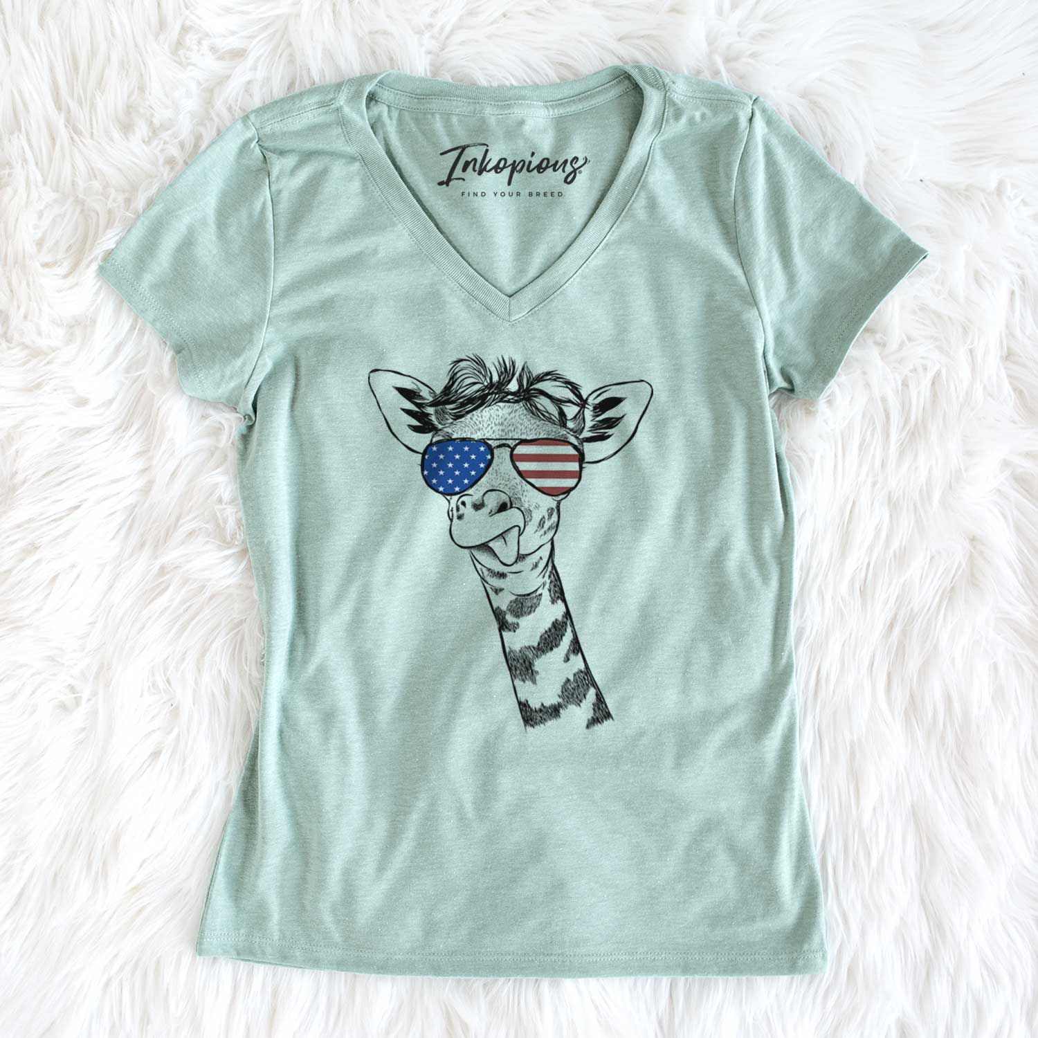USA Mel the Baby Giraffe - Women's Perfect V-neck Shirt