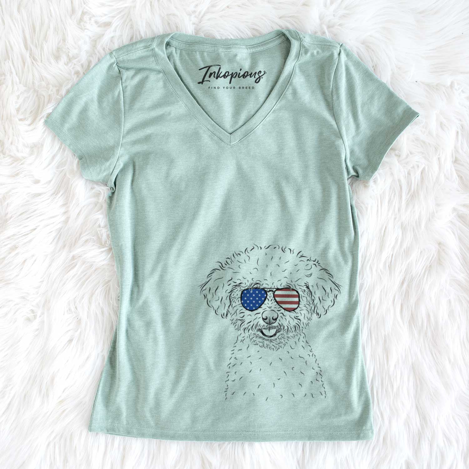 USA Mickey the Bichon Frise - Women's Perfect V-neck Shirt