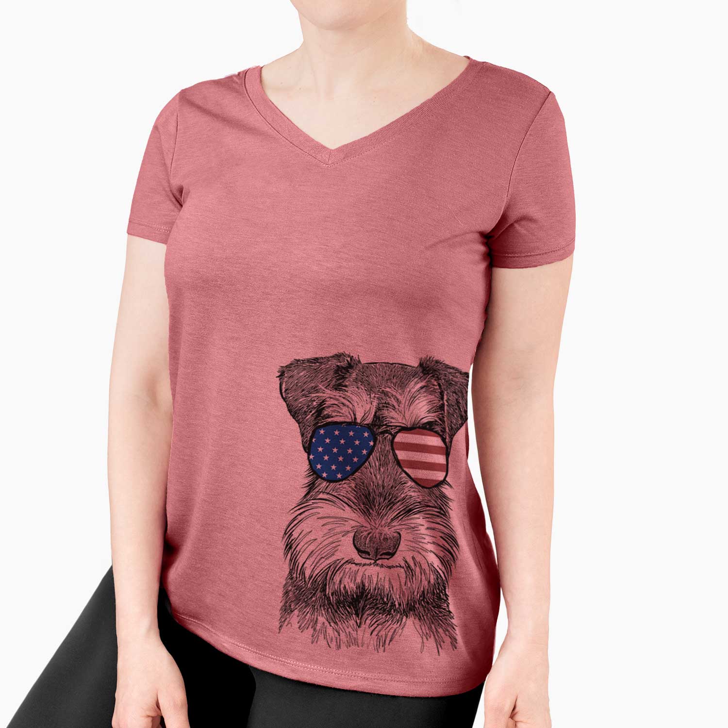 USA Murphy the Mini Schnauzer - Women's Perfect V-neck Shirt
