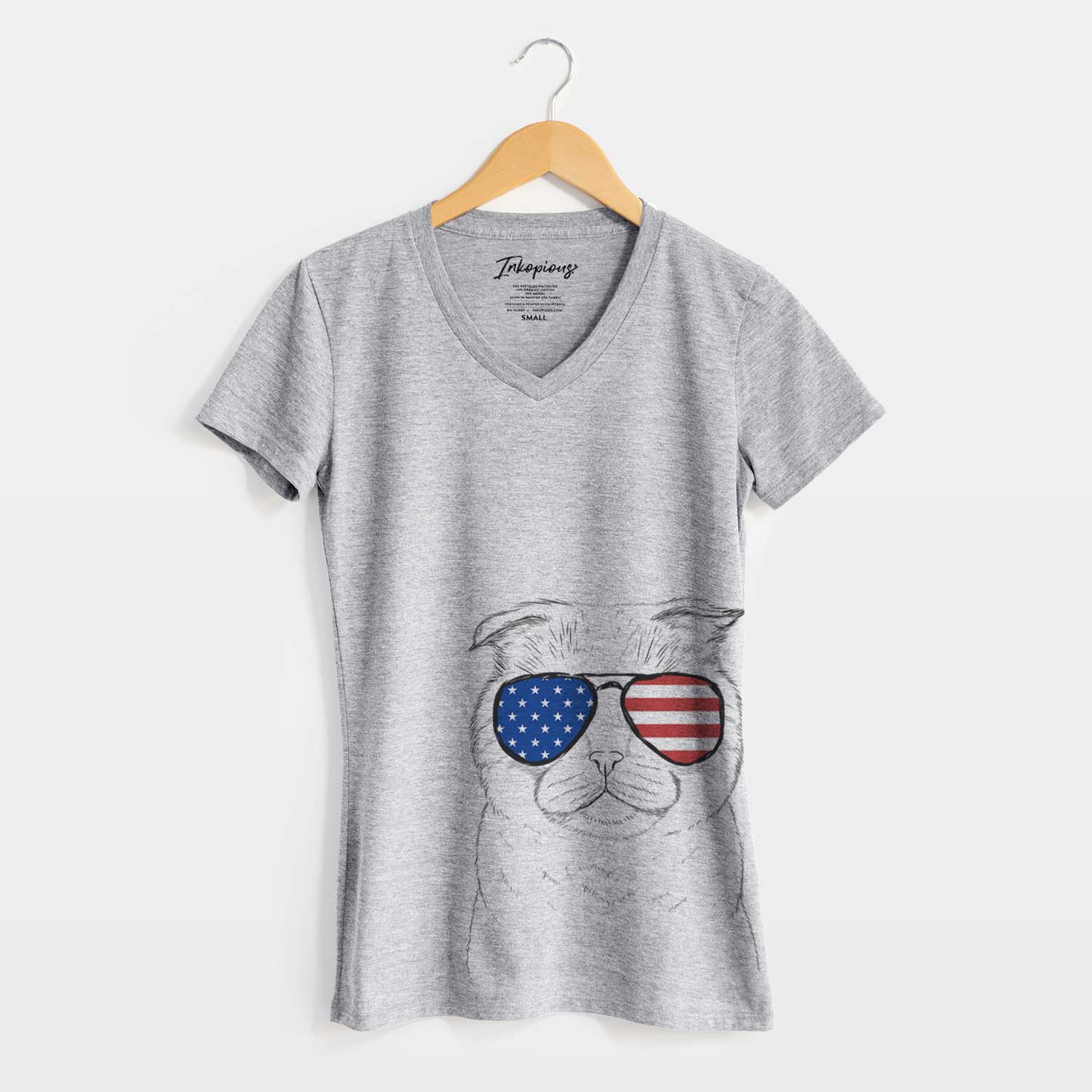 USA Neko the Scottish Fold Cat - Women's Perfect V-neck Shirt