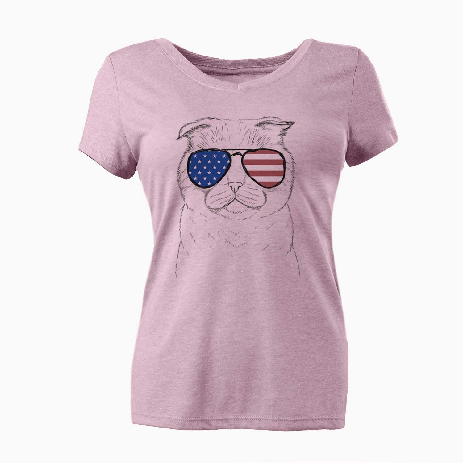 USA Neko the Scottish Fold Cat - Women's Perfect V-neck Shirt