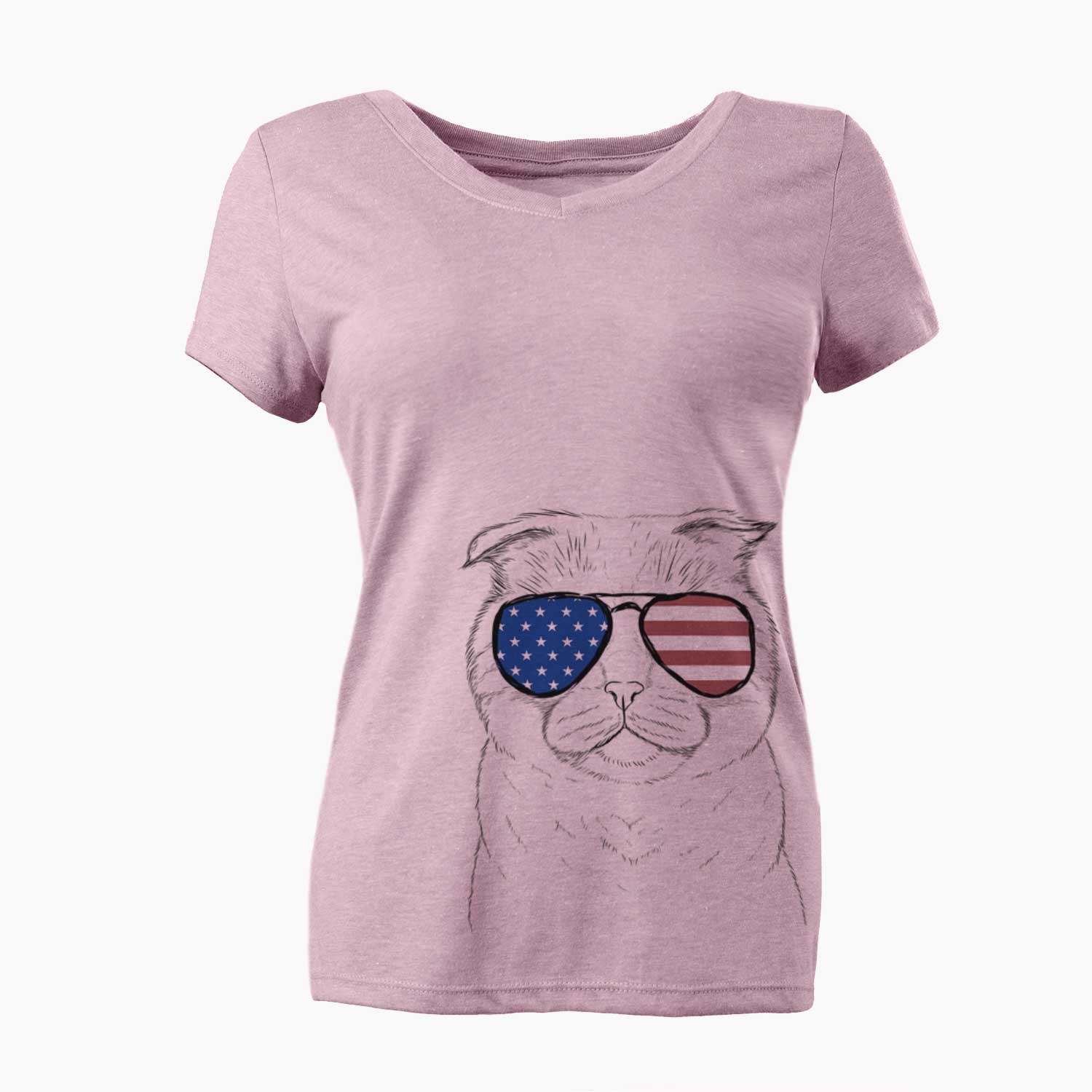 USA Neko the Scottish Fold Cat - Women's Perfect V-neck Shirt