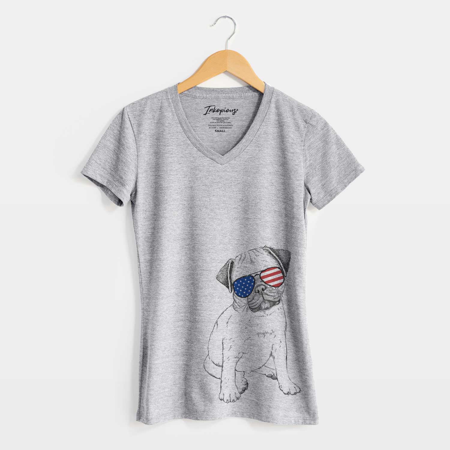 USA Nelson the Pug Puppy - Women's Perfect V-neck Shirt