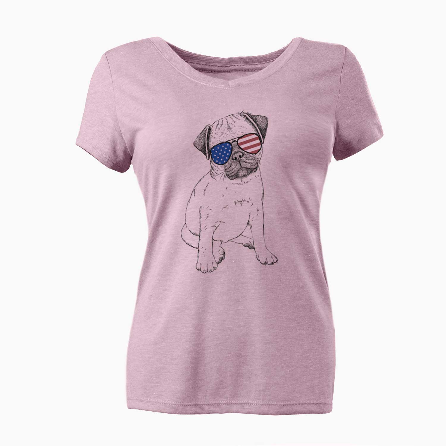 USA Nelson the Pug Puppy - Women's Perfect V-neck Shirt