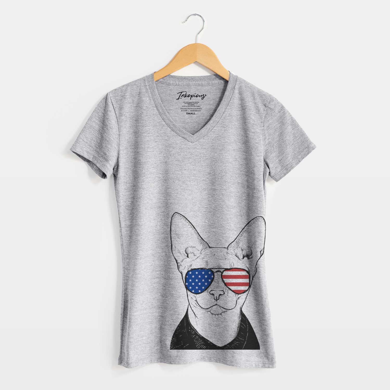 USA Oliver Watson the Sphynx Cat - Women's Perfect V-neck Shirt