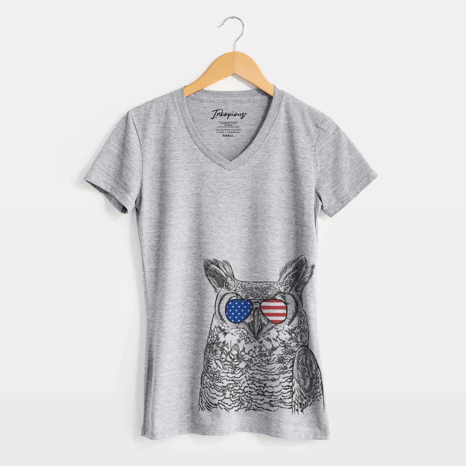 USA Ozwald the Grey Horned Owl - Women's Perfect V-neck Shirt