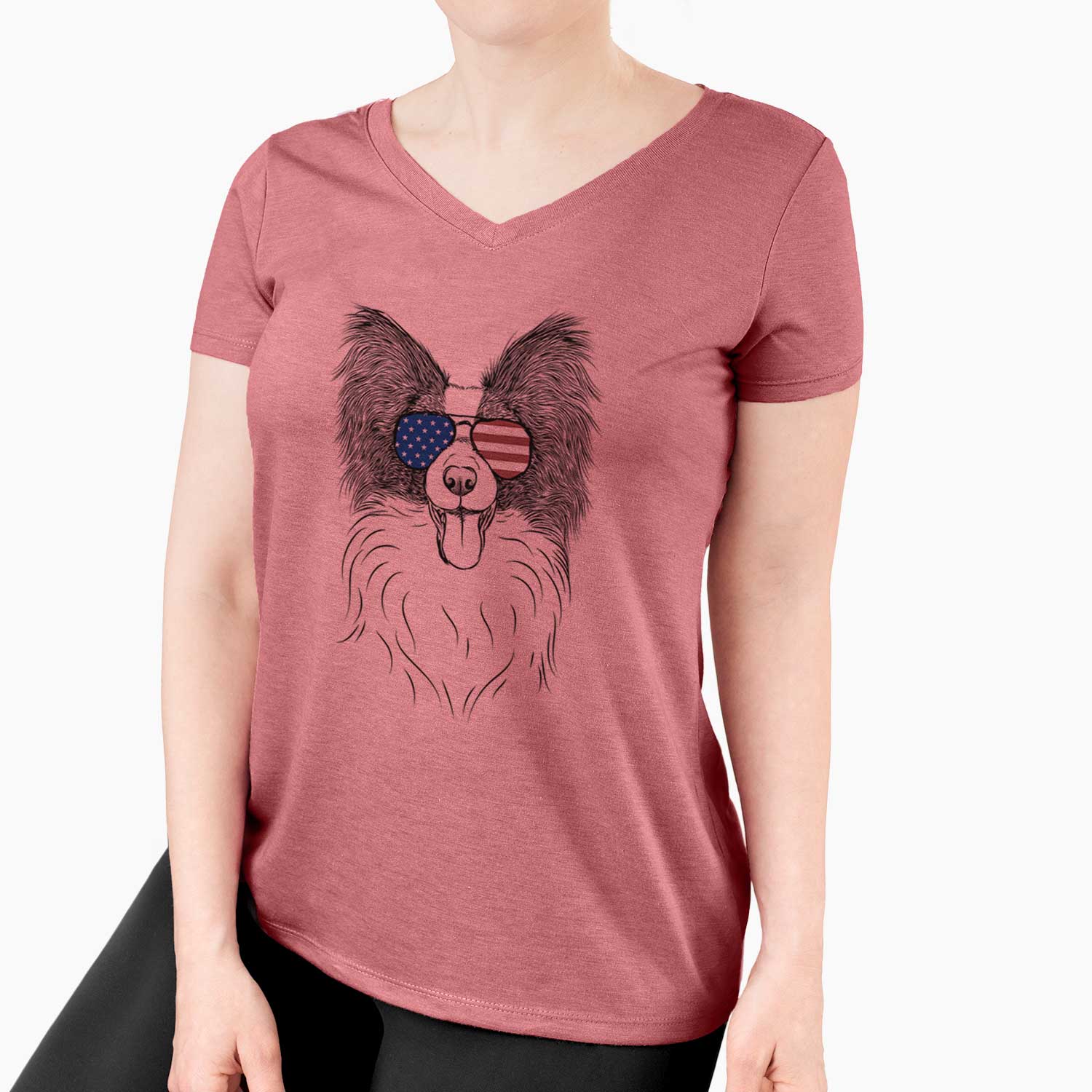 USA Patrick the Papillon - Women's Perfect V-neck Shirt