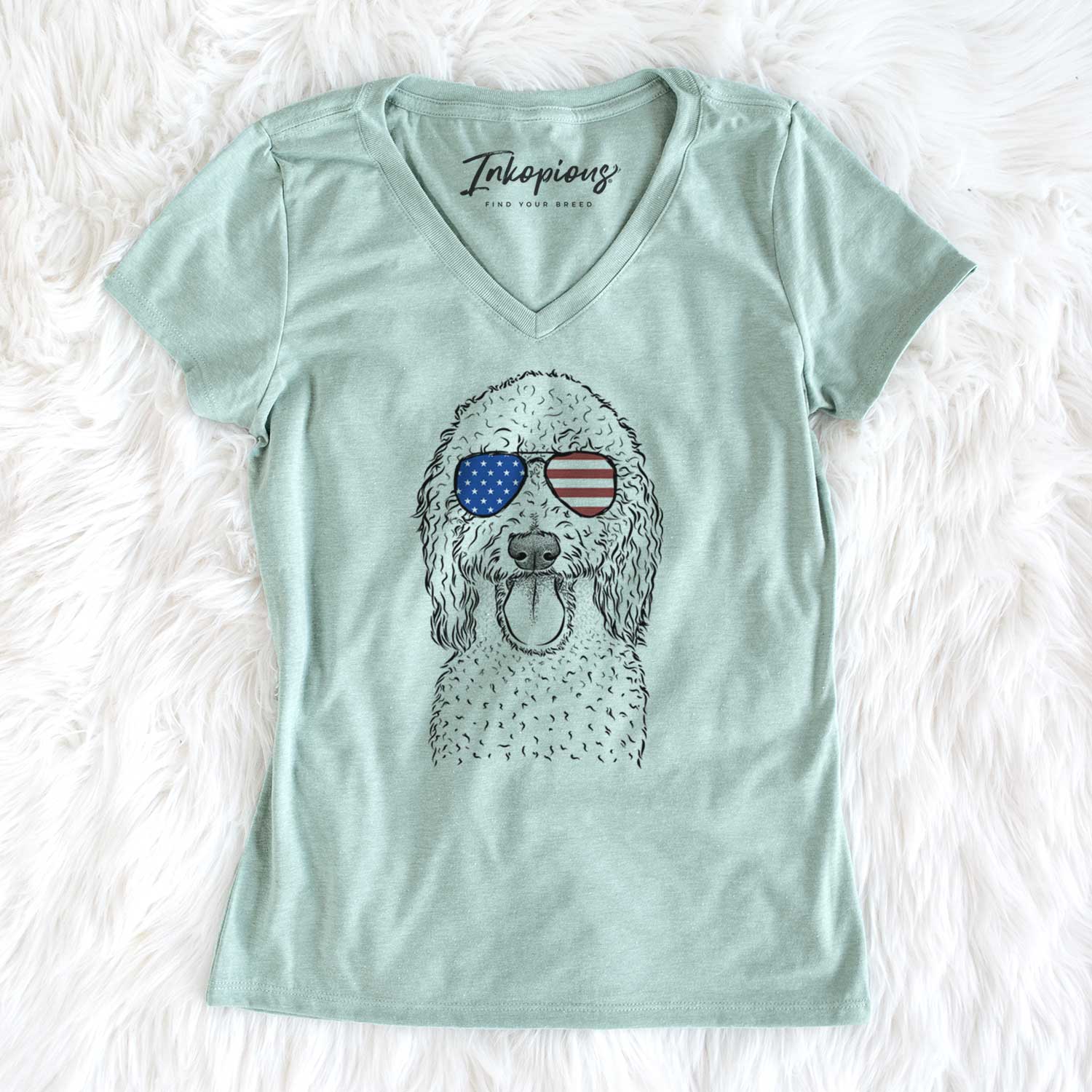 USA Pavlov the Goldendoodle - Women's Perfect V-neck Shirt