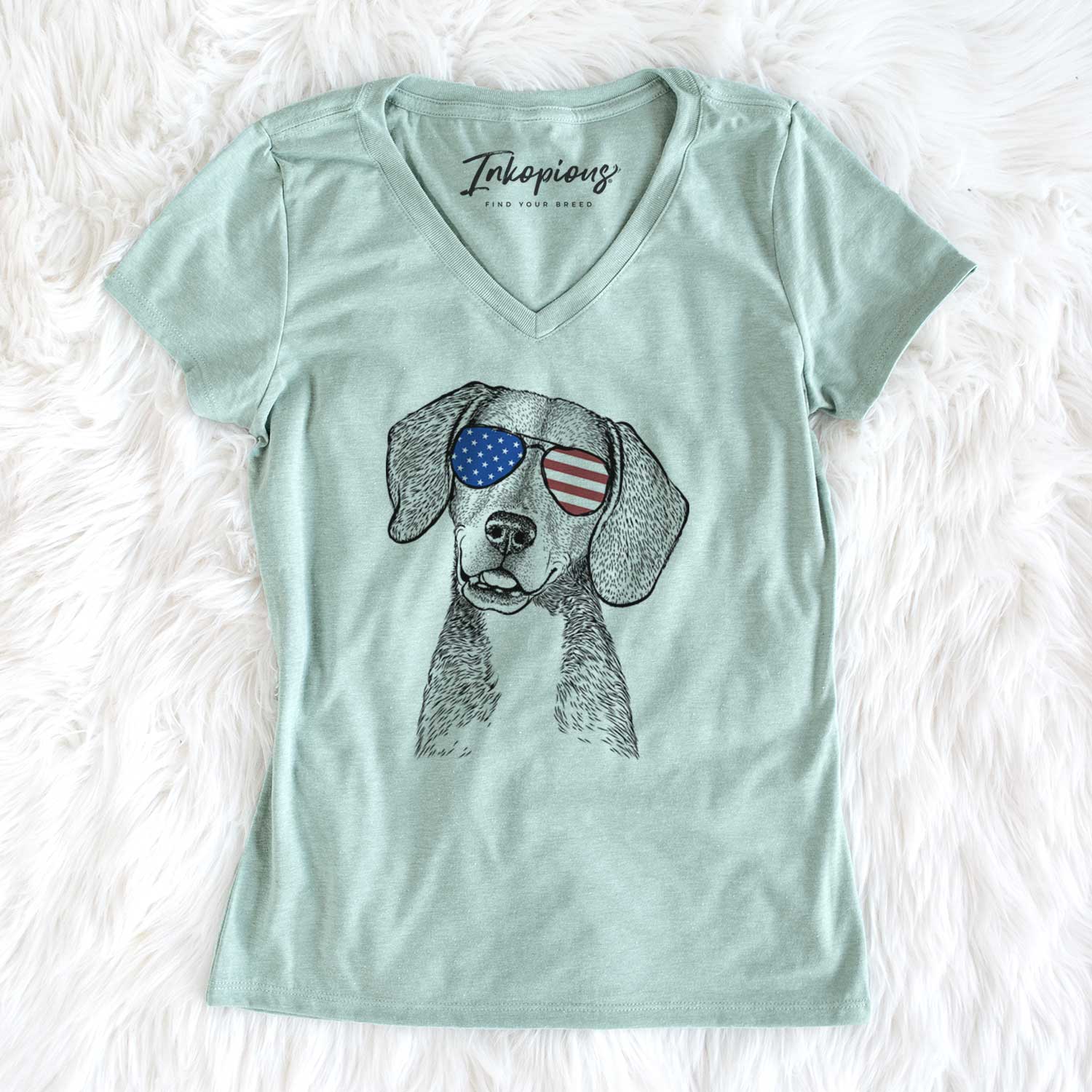 USA Piggy the Beagle Mix - Women's Perfect V-neck Shirt