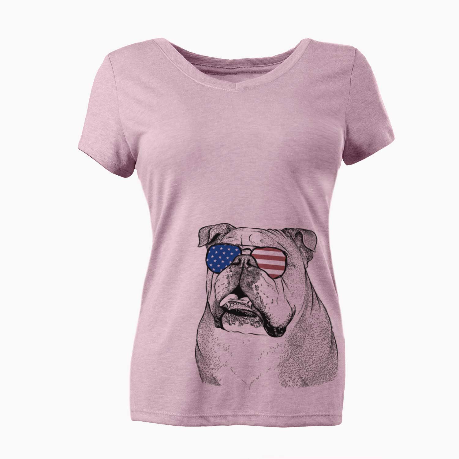 USA Piggy the English Bulldog - Women's Perfect V-neck Shirt