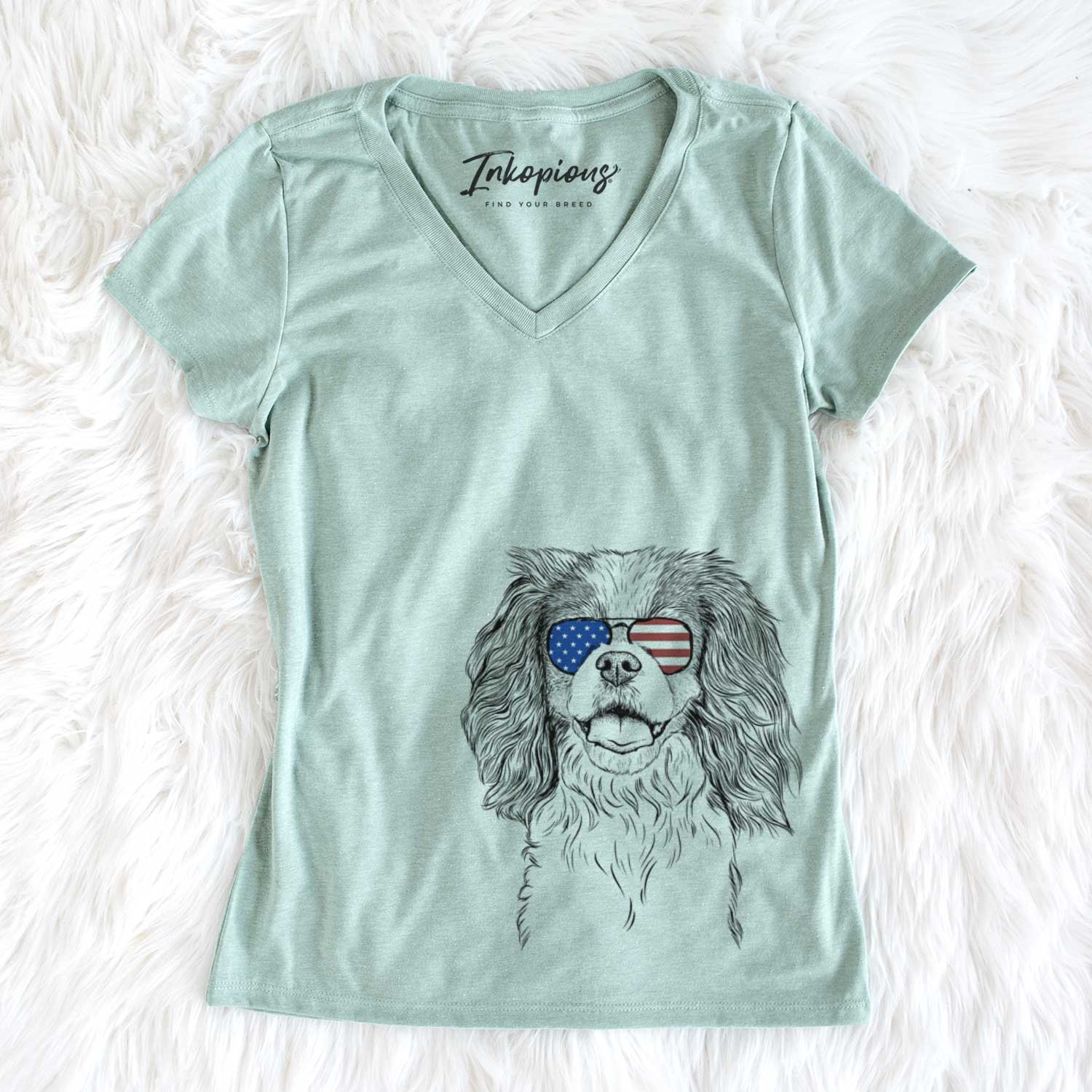 USA Poppy the Cavalier King Charles Spaniel - Women's Perfect V-neck Shirt