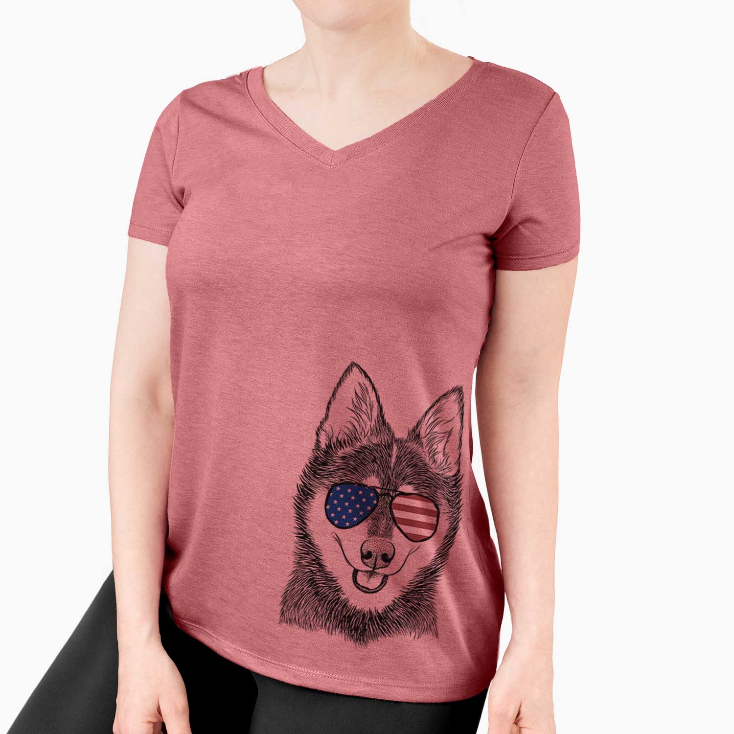 USA Posey the Alaskan Klee Kai - Women's Perfect V-neck Shirt