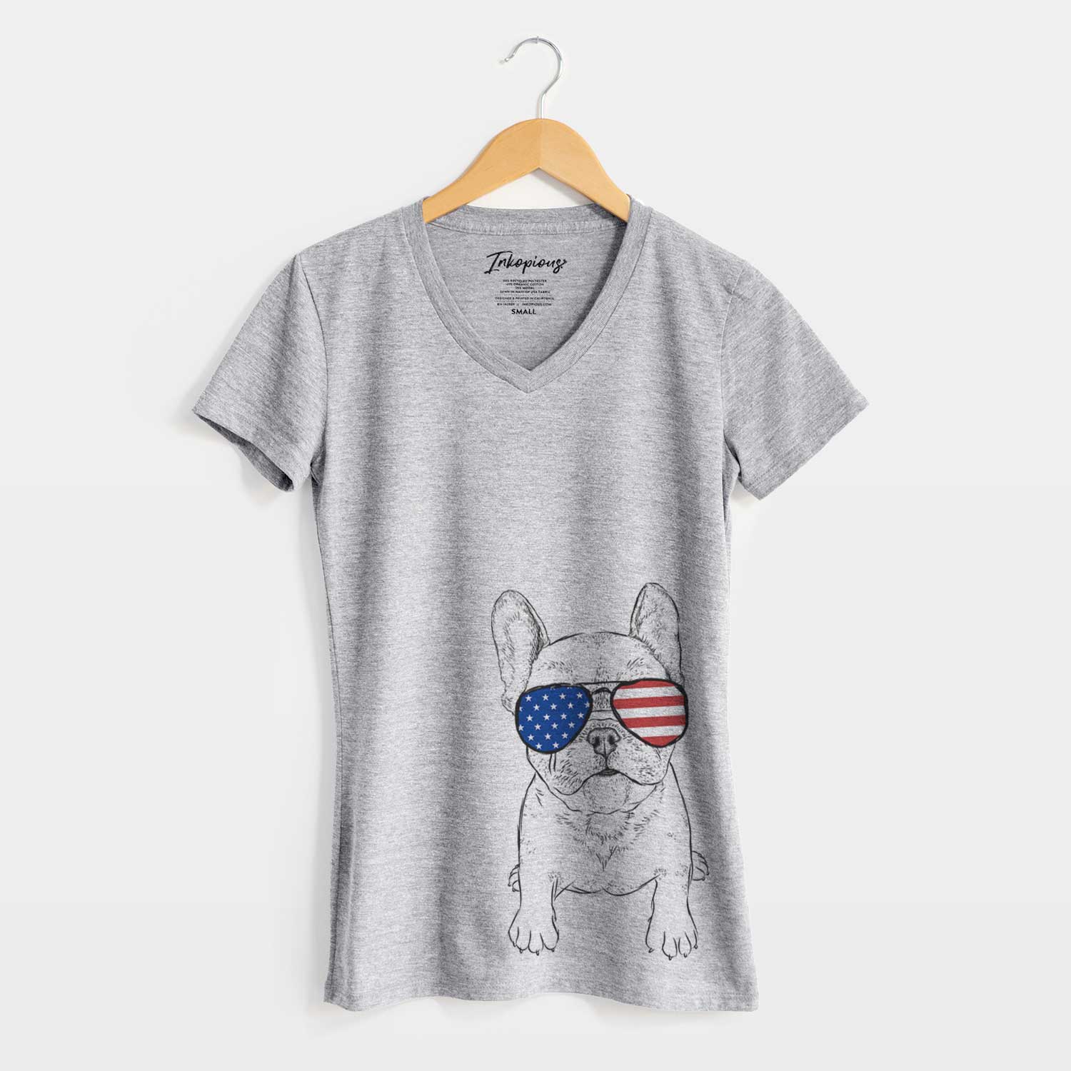 USA Puppy Pierre the French Bulldog - Women's Perfect V-neck Shirt