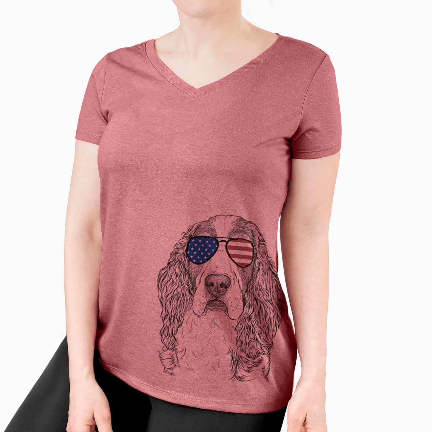 USA Red the English Springer Spaniel - Women's Perfect V-neck Shirt