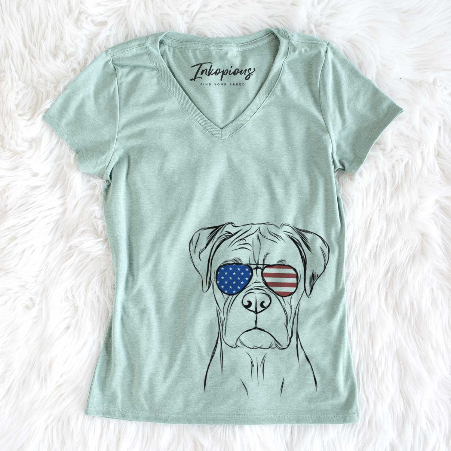 USA Reese the Boxer - Women's Perfect V-neck Shirt