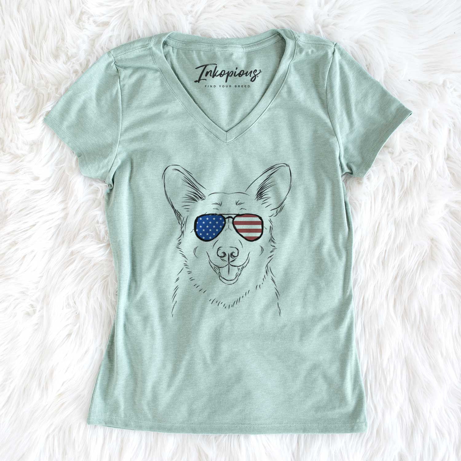 USA Ricco the Corgi - Women's Perfect V-neck Shirt