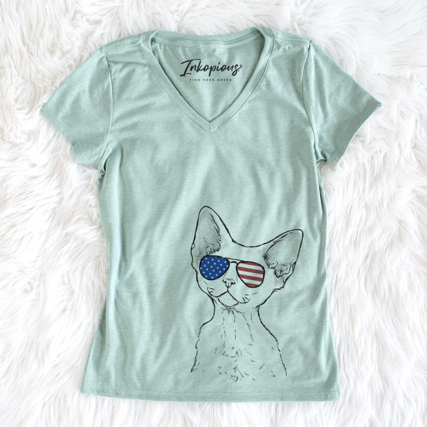 USA Ripley the Devon Rex Cat - Women's Perfect V-neck Shirt