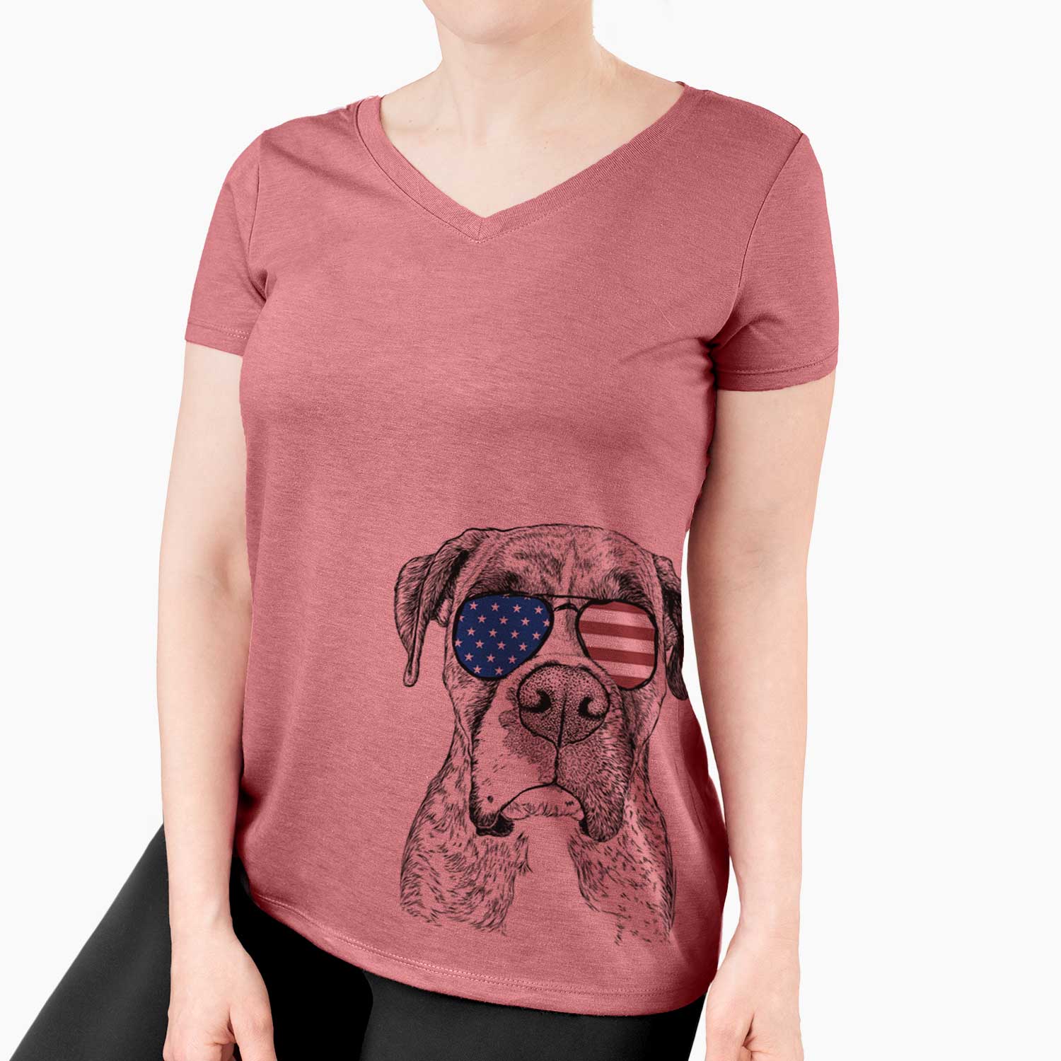 USA Rowdy Rex the Boxer - Women's Perfect V-neck Shirt