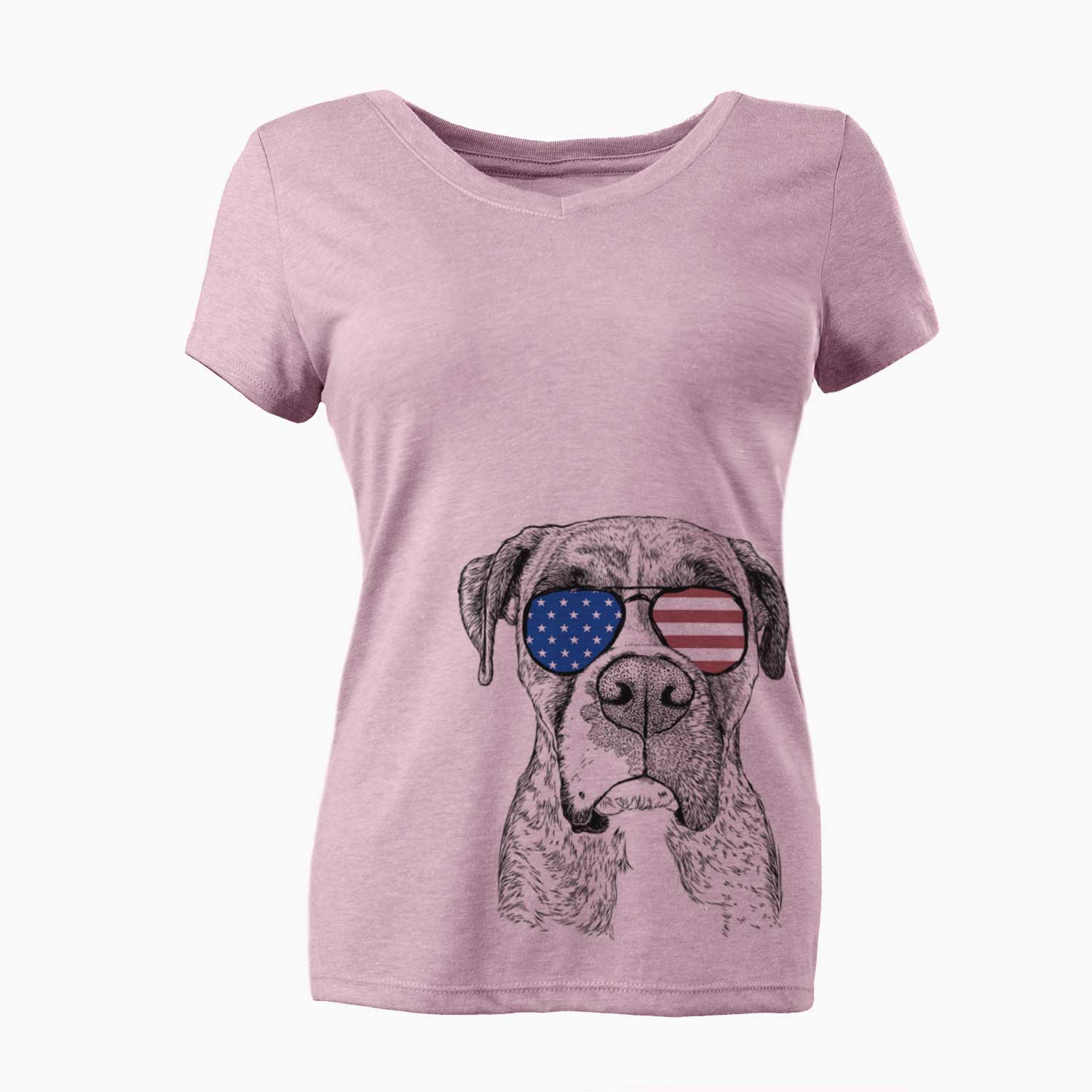 USA Rowdy Rex the Boxer - Women's Perfect V-neck Shirt