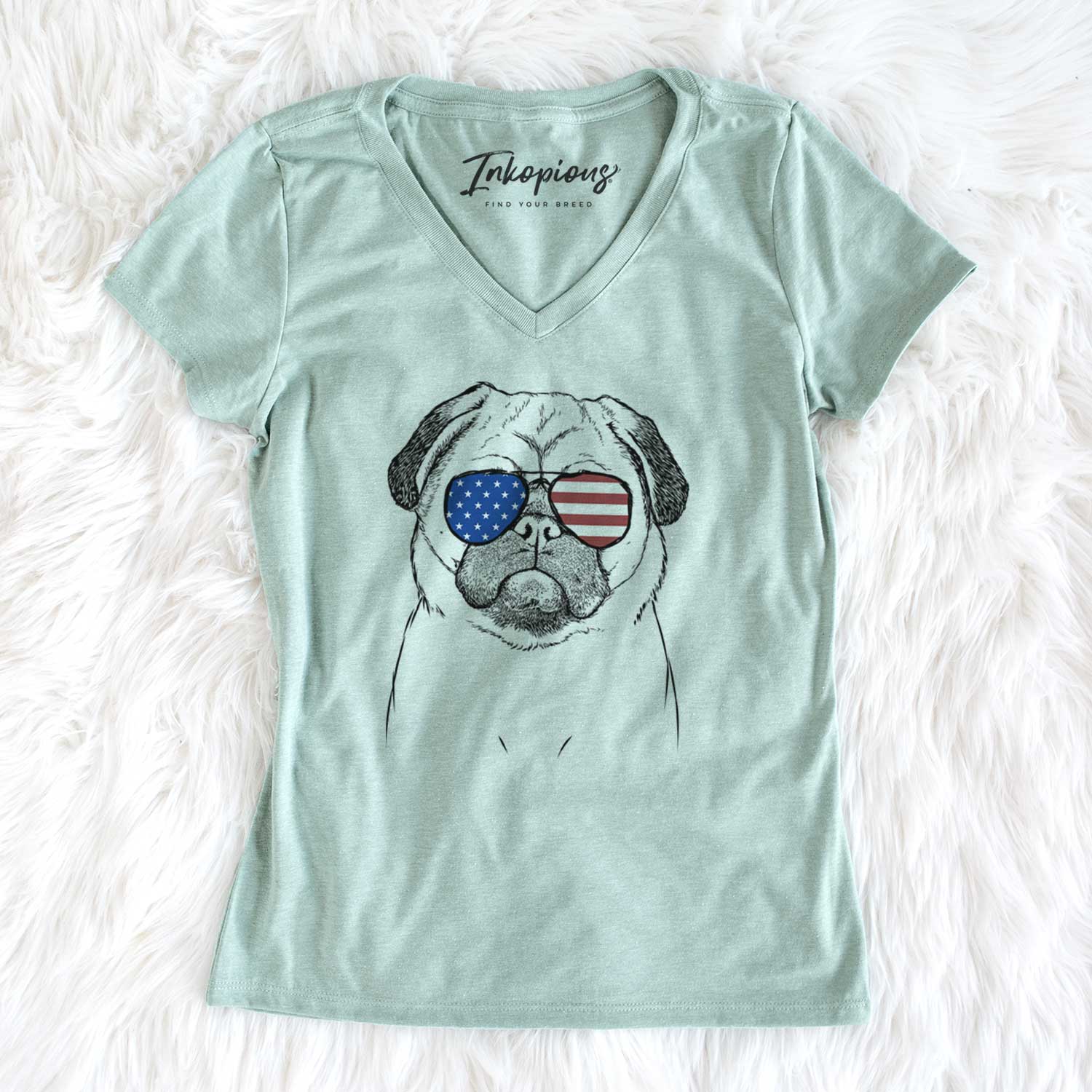 USA Ruby the Pug - Women's Perfect V-neck Shirt