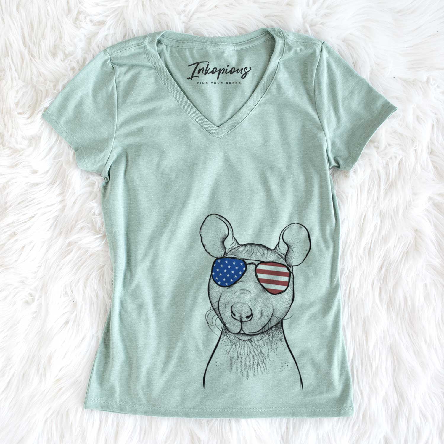 USA Ruthie the Hairless Rat - Women's Perfect V-neck Shirt