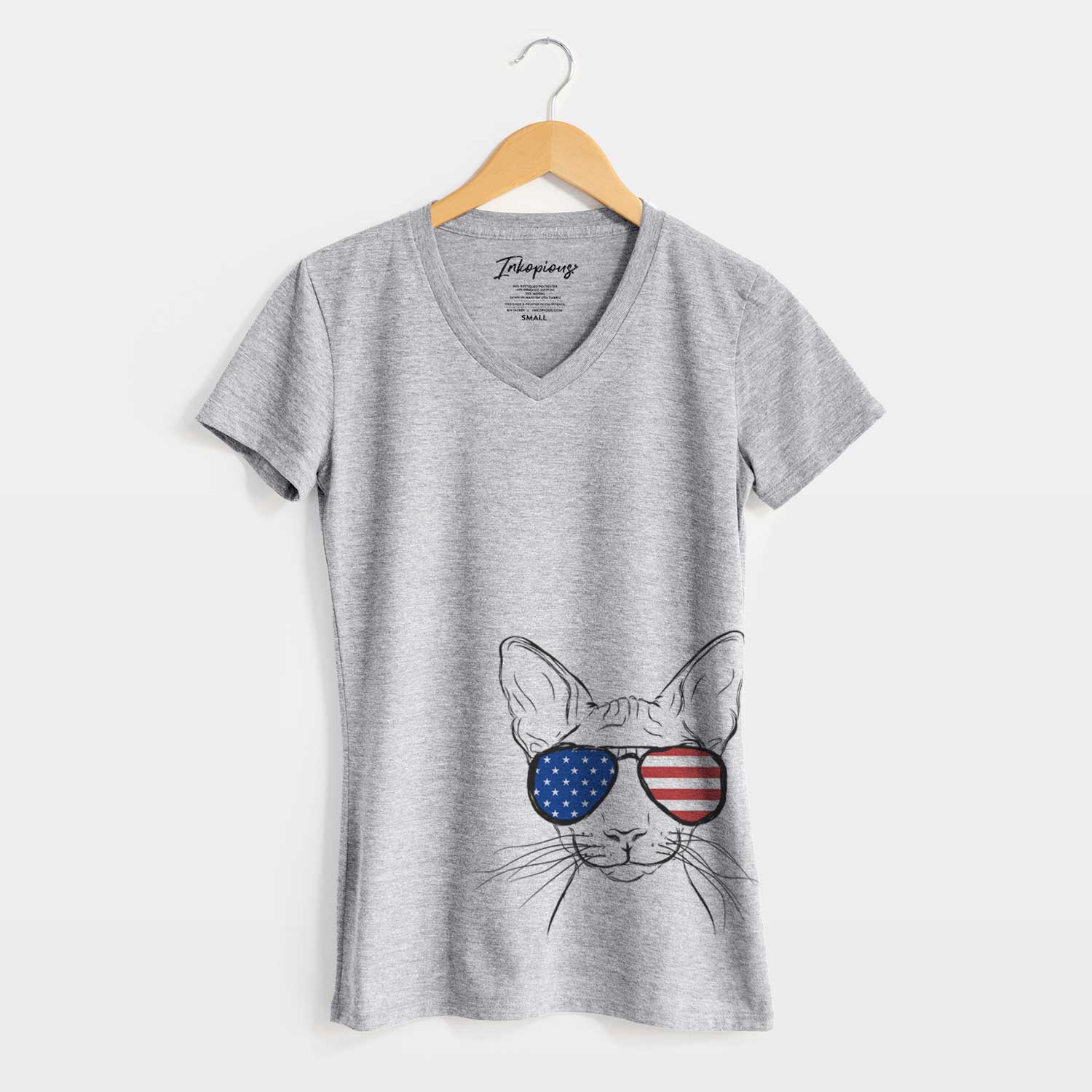 USA Sammy the Spinx Cat - Women's Perfect V-neck Shirt
