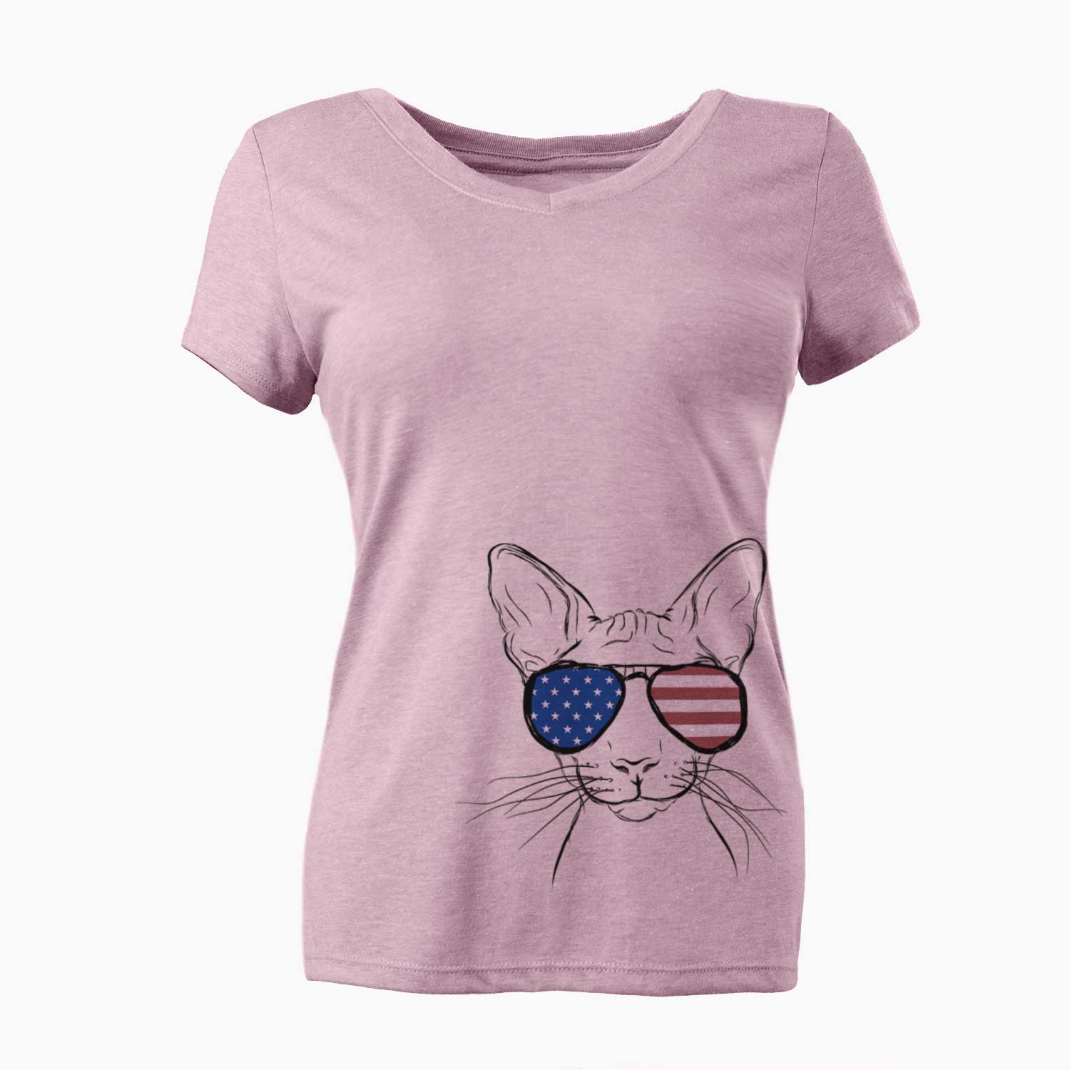 USA Sammy the Spinx Cat - Women's Perfect V-neck Shirt