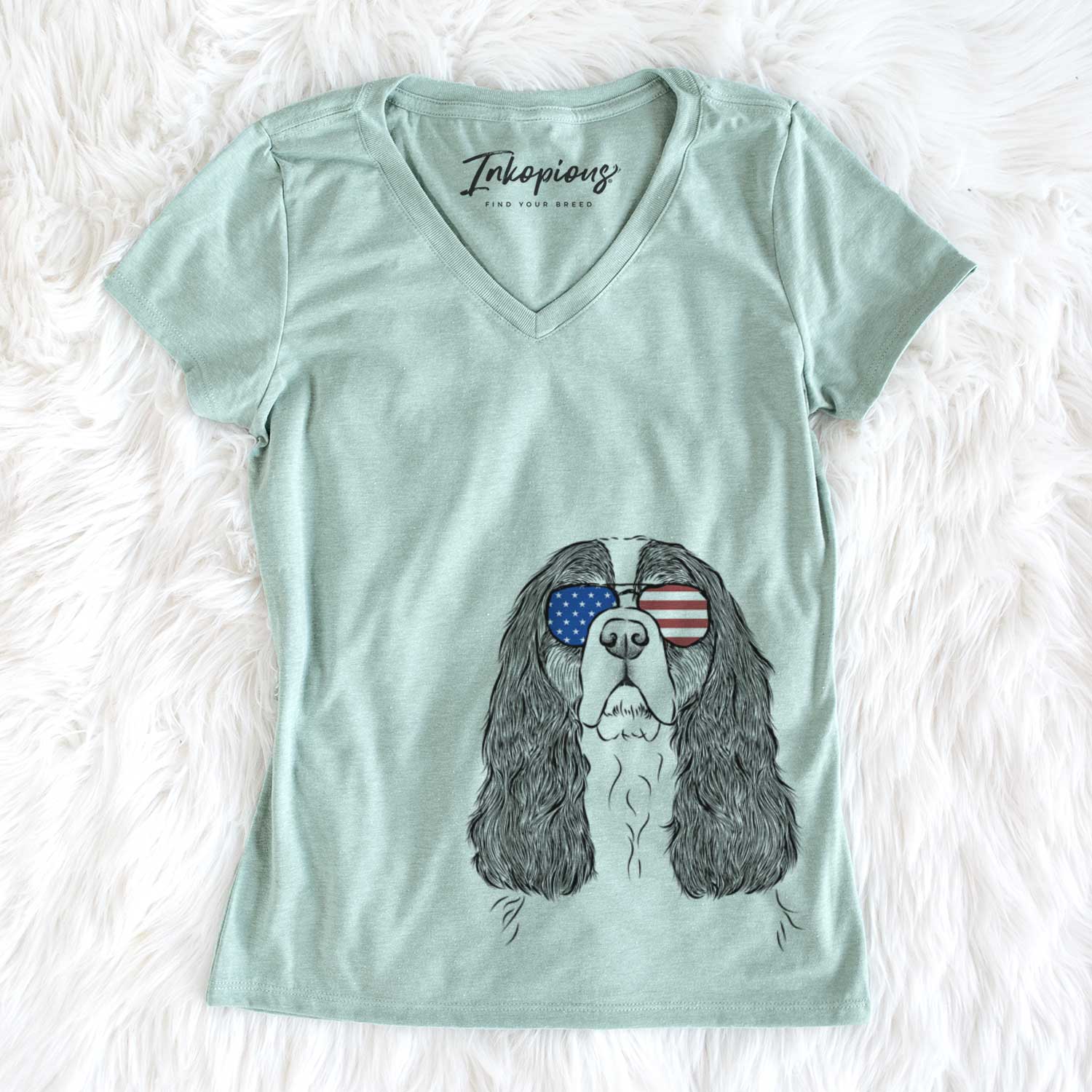 USA Sebastian the Cavalier King Charles Spaniel - Women's Perfect V-neck Shirt