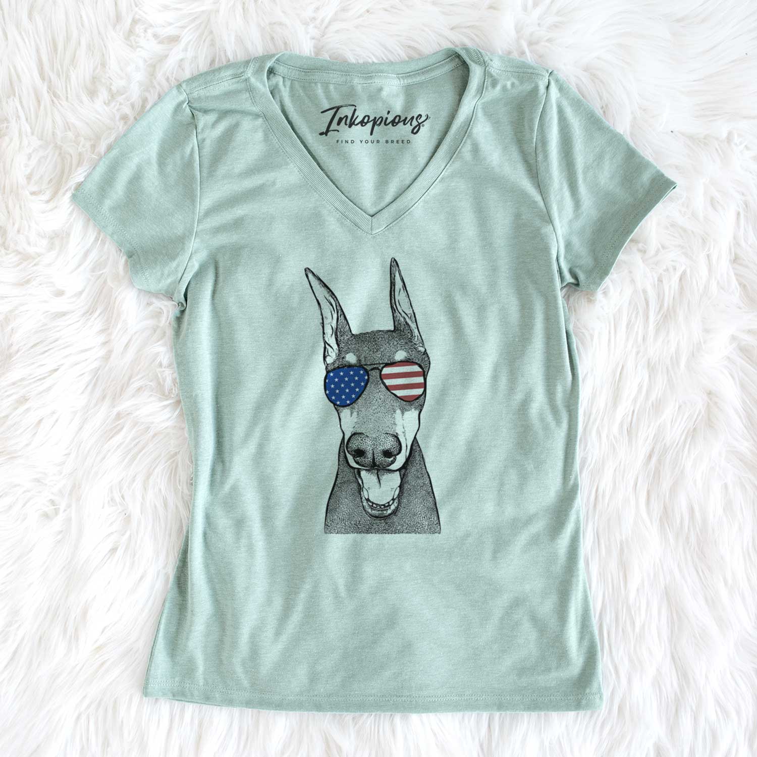 USA Sir Duke the Doberman Pinscher - Women's Perfect V-neck Shirt