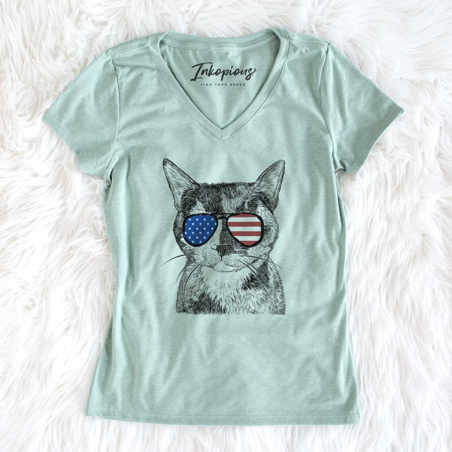 USA Spooky Kitty the Tortoiseshell Cat - Women's Perfect V-neck Shirt