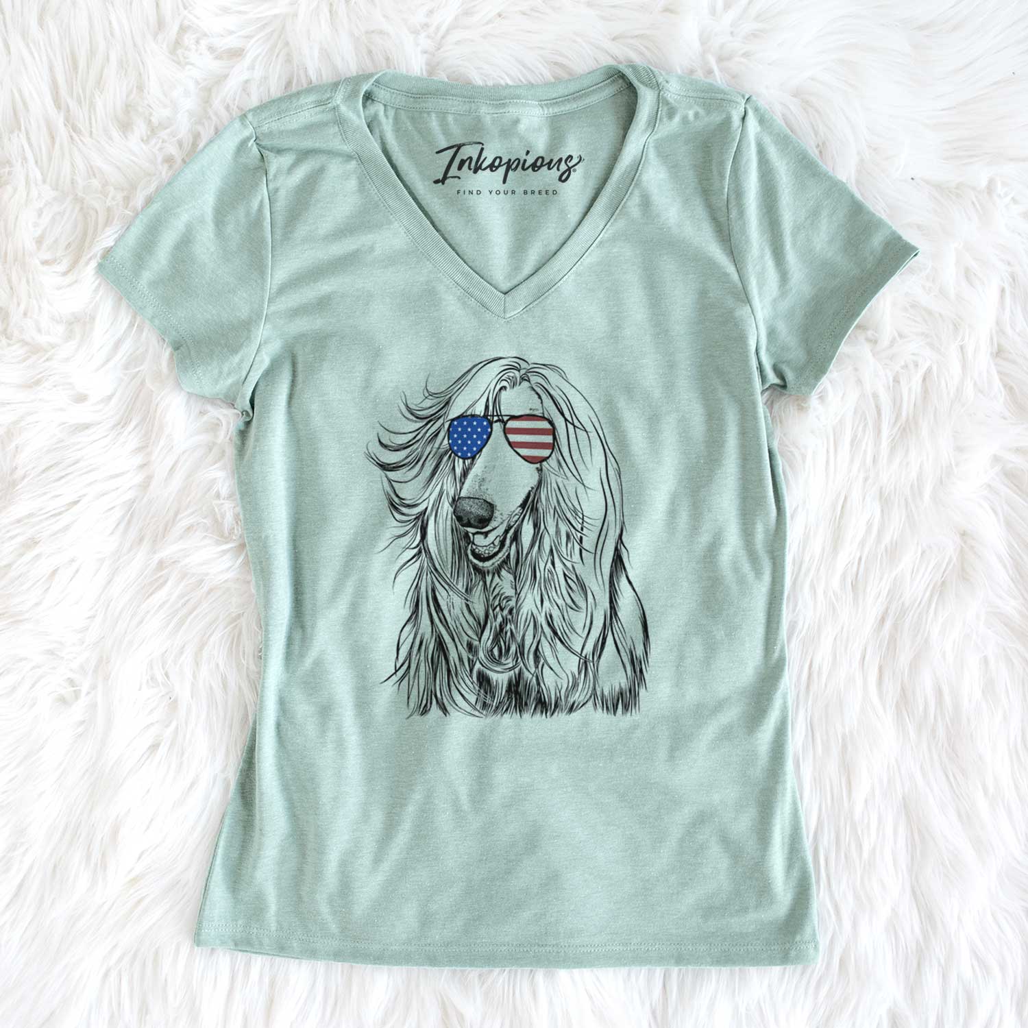 USA Sterling the Afghan Hound - Women's Perfect V-neck Shirt