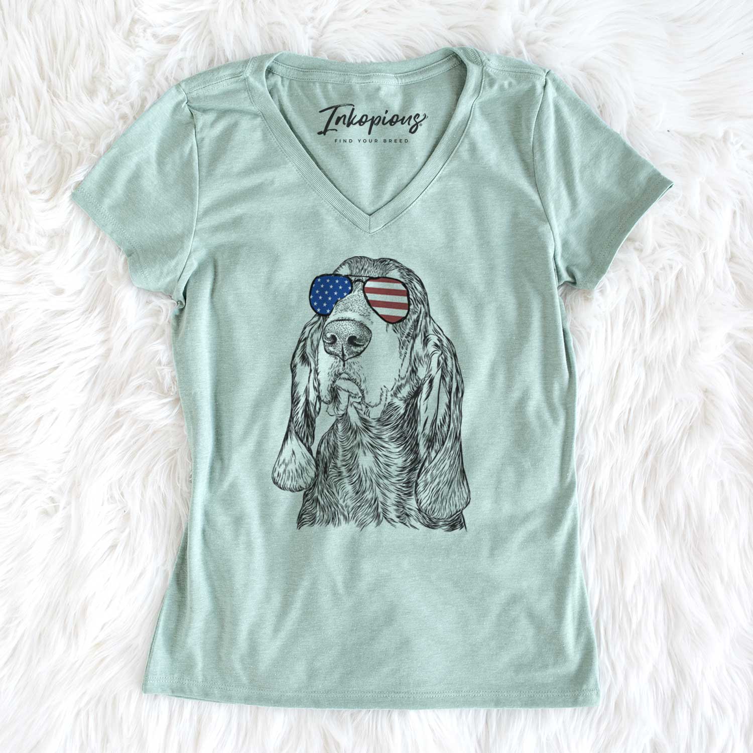 USA Stu the Black and Tan Coonhound - Women's Perfect V-neck Shirt