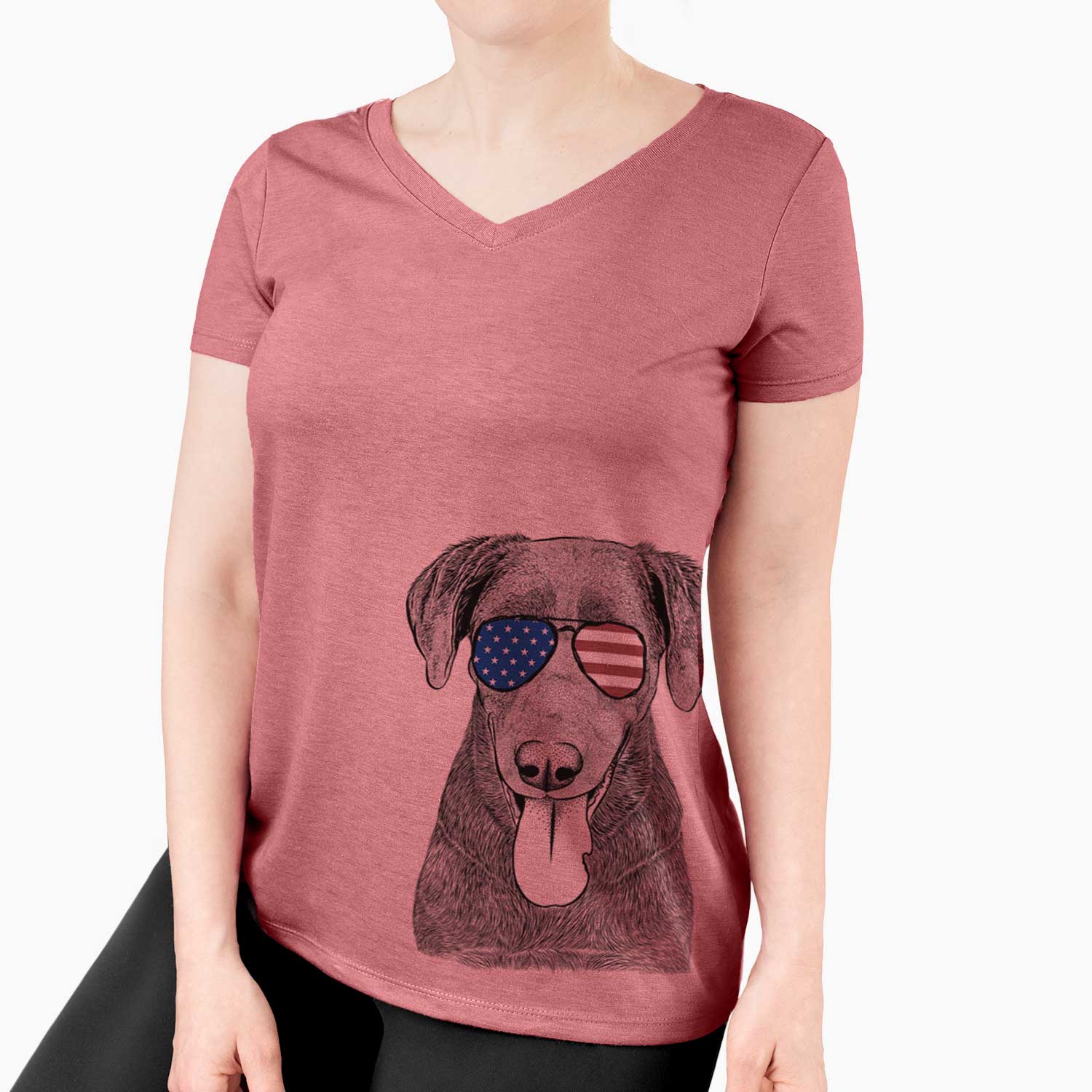 USA Tobes the Chocolate Lab - Women's Perfect V-neck Shirt