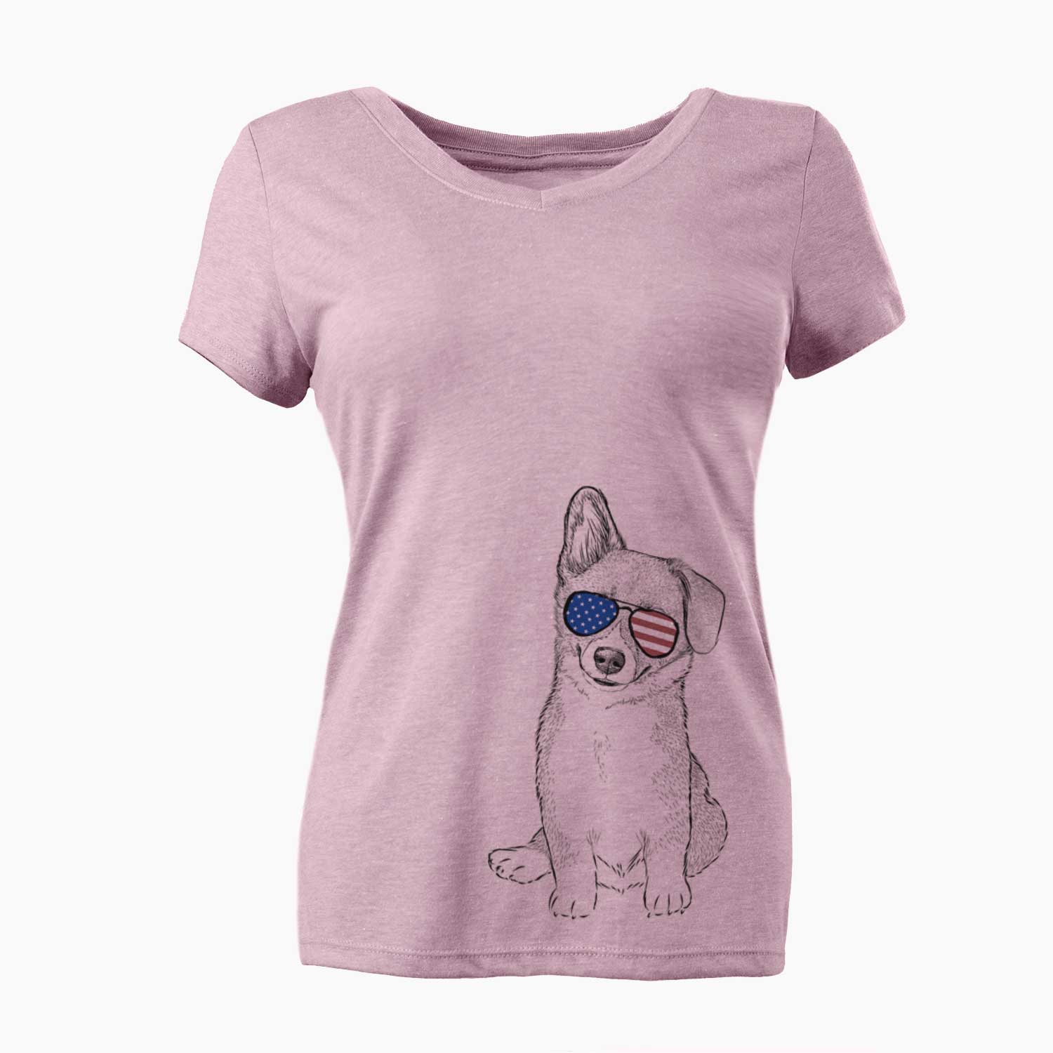 USA Toby the Corgi Puppy - Women's Perfect V-neck Shirt